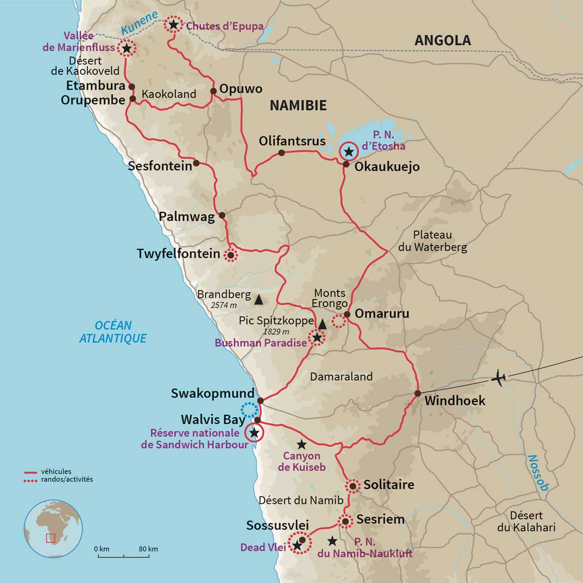 Carte Namibie : Au bout des pistes... le Kaokoveld !