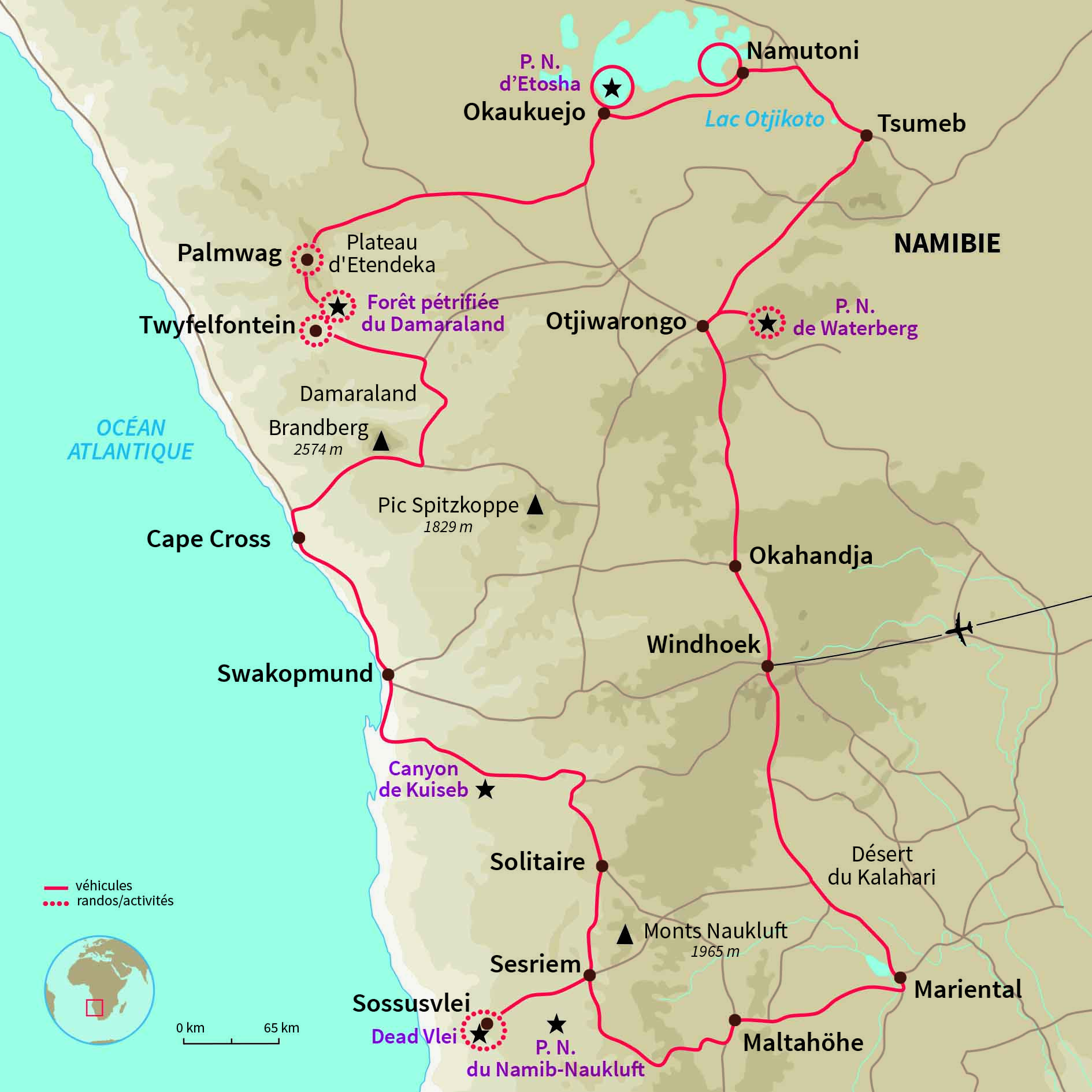 Carte Namibie : Camping Party en Namibie