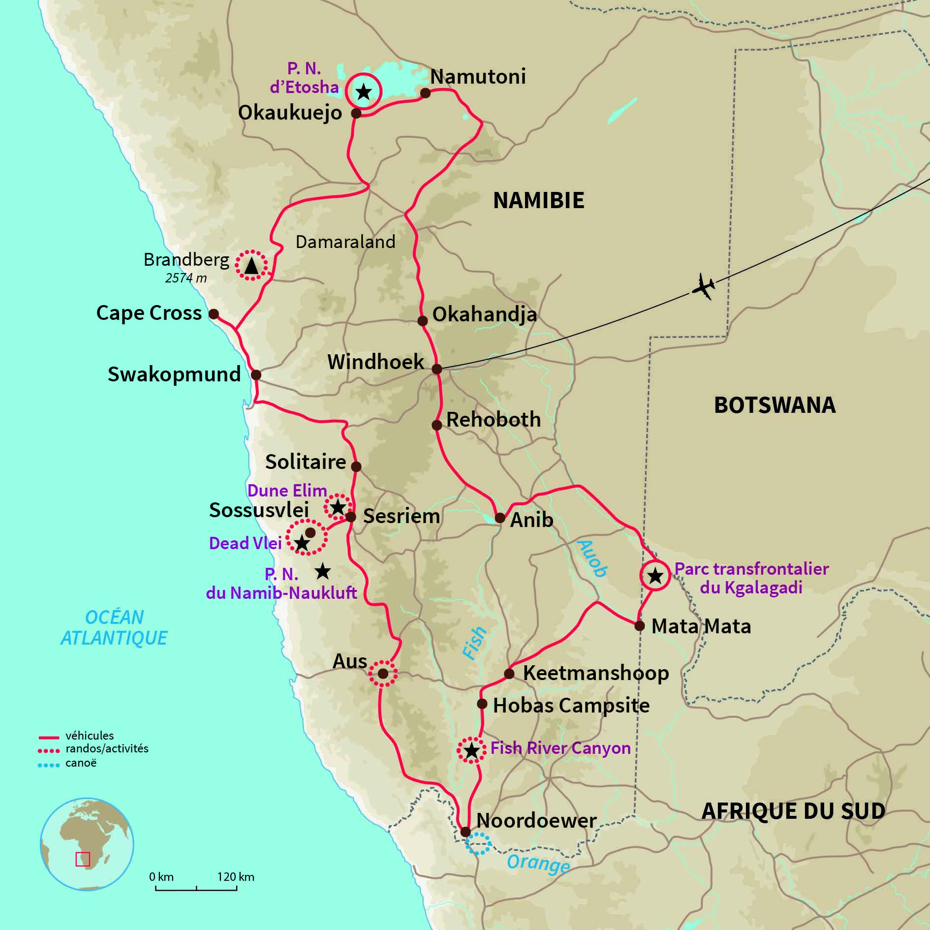 Carte Namibie : La Namibie, c’est canyon ! 