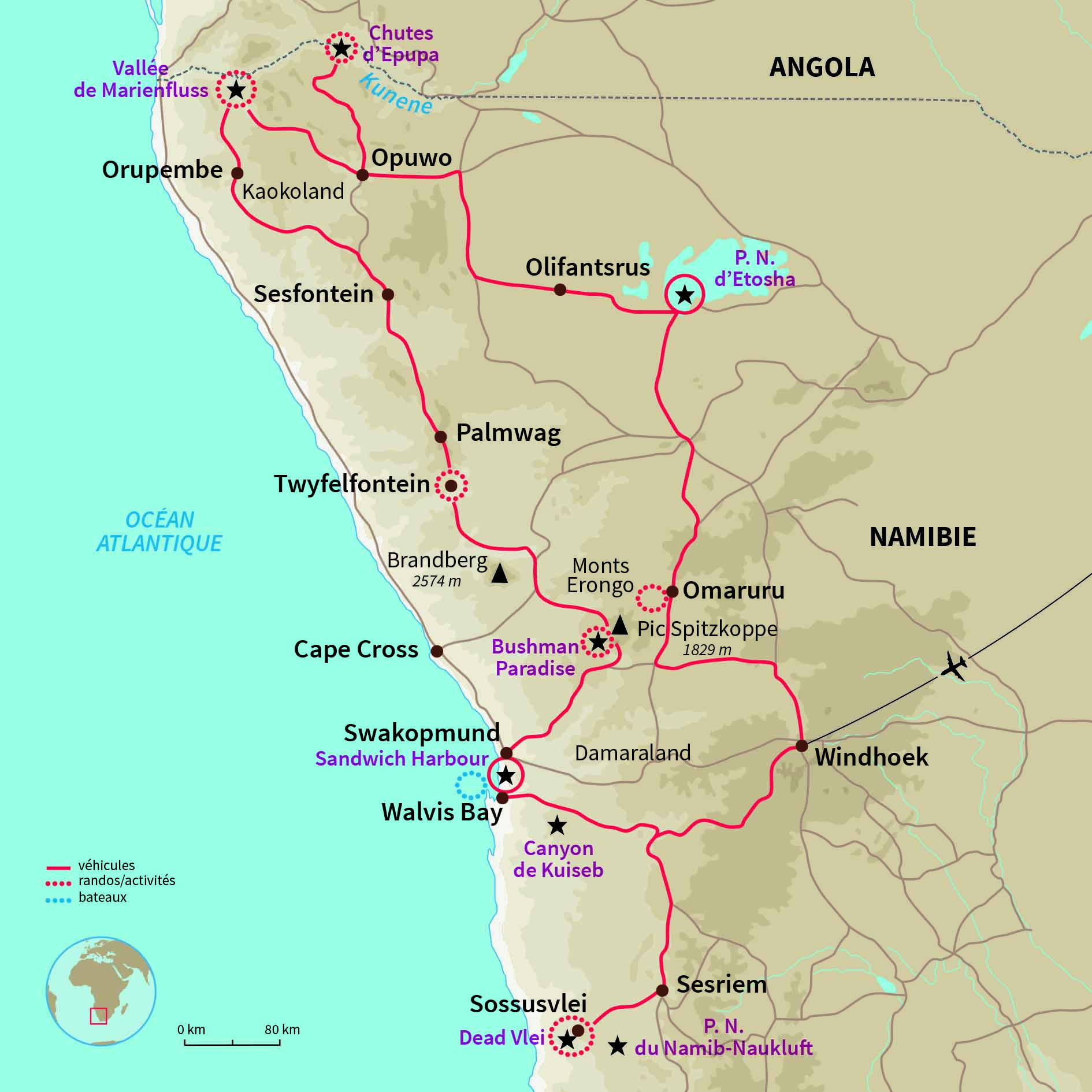 Carte Namibie : Au bout des pistes... le Kaokoveld !