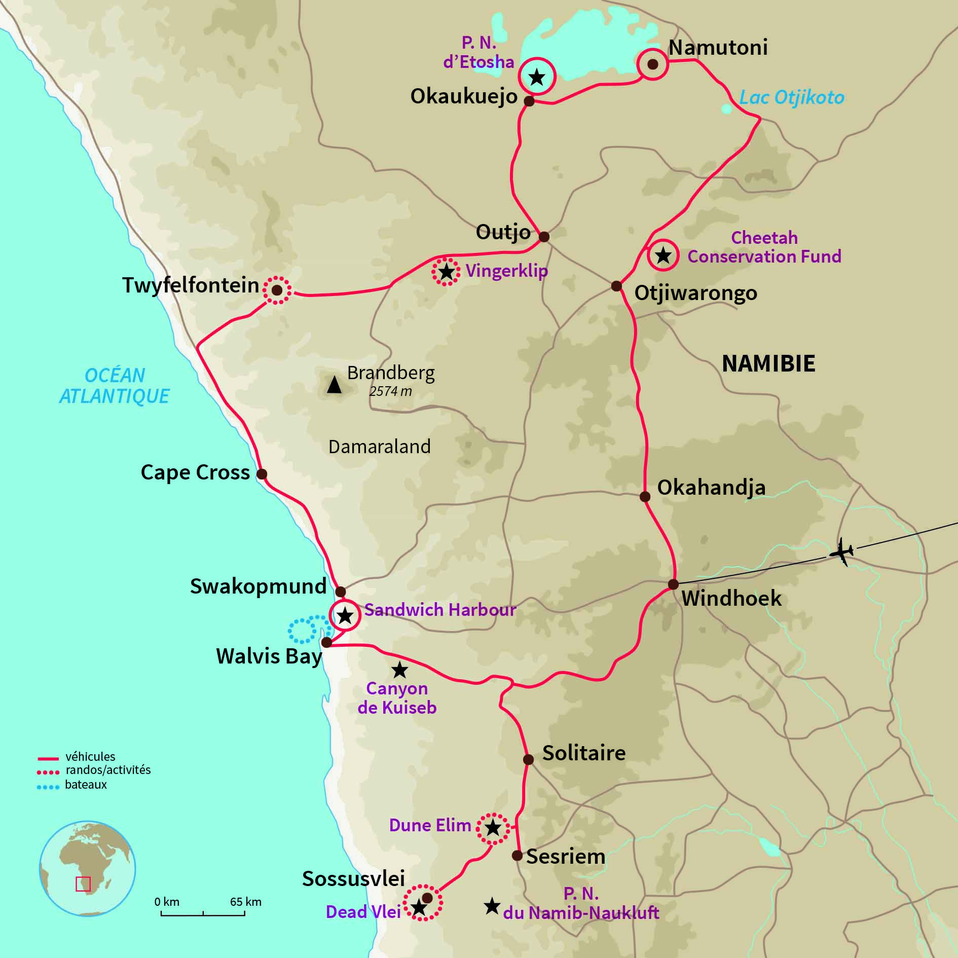Carte Namibie : La Namibie, l'aventure pour tous