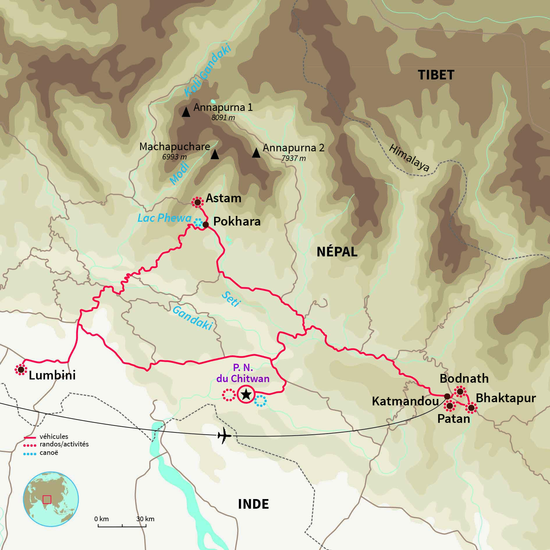 Carte Népal : Sur les pas de Siddhârta 