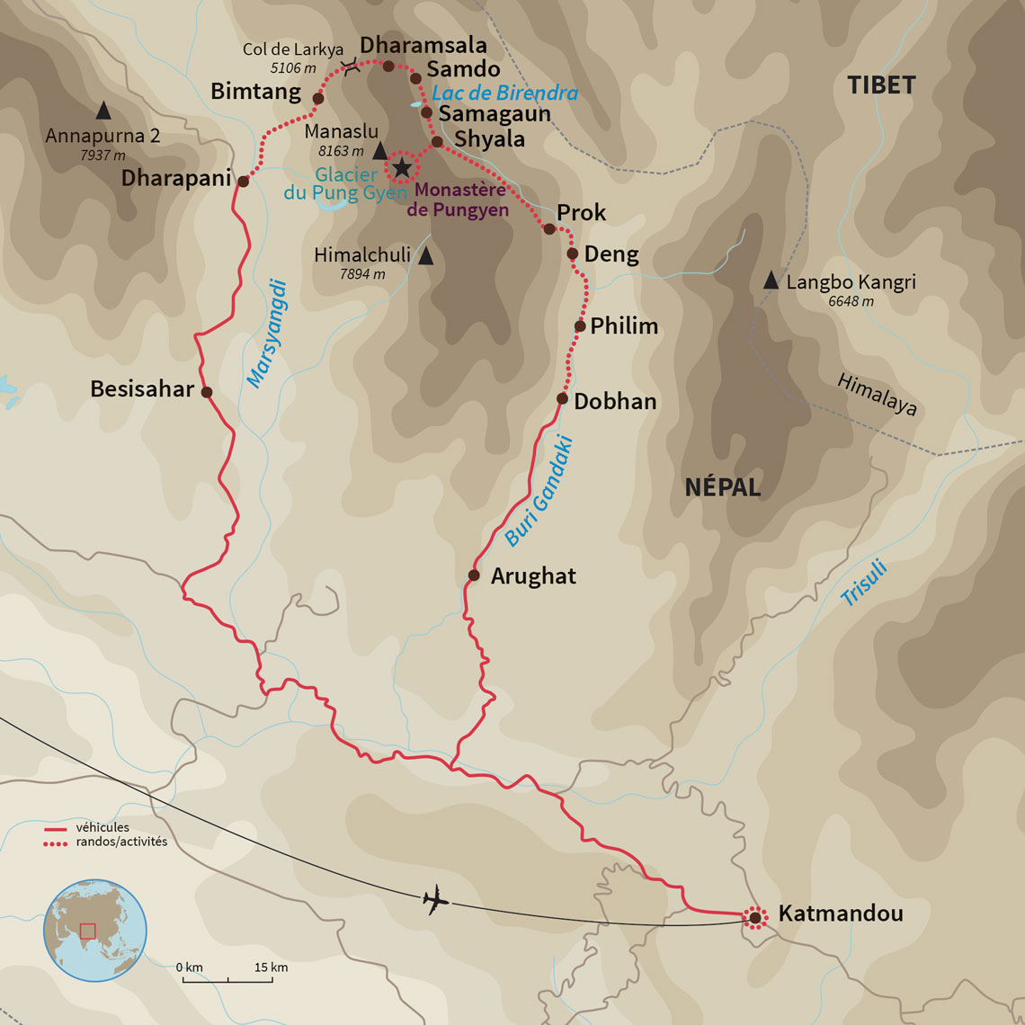 Carte Népal : L'appel du Manaslu