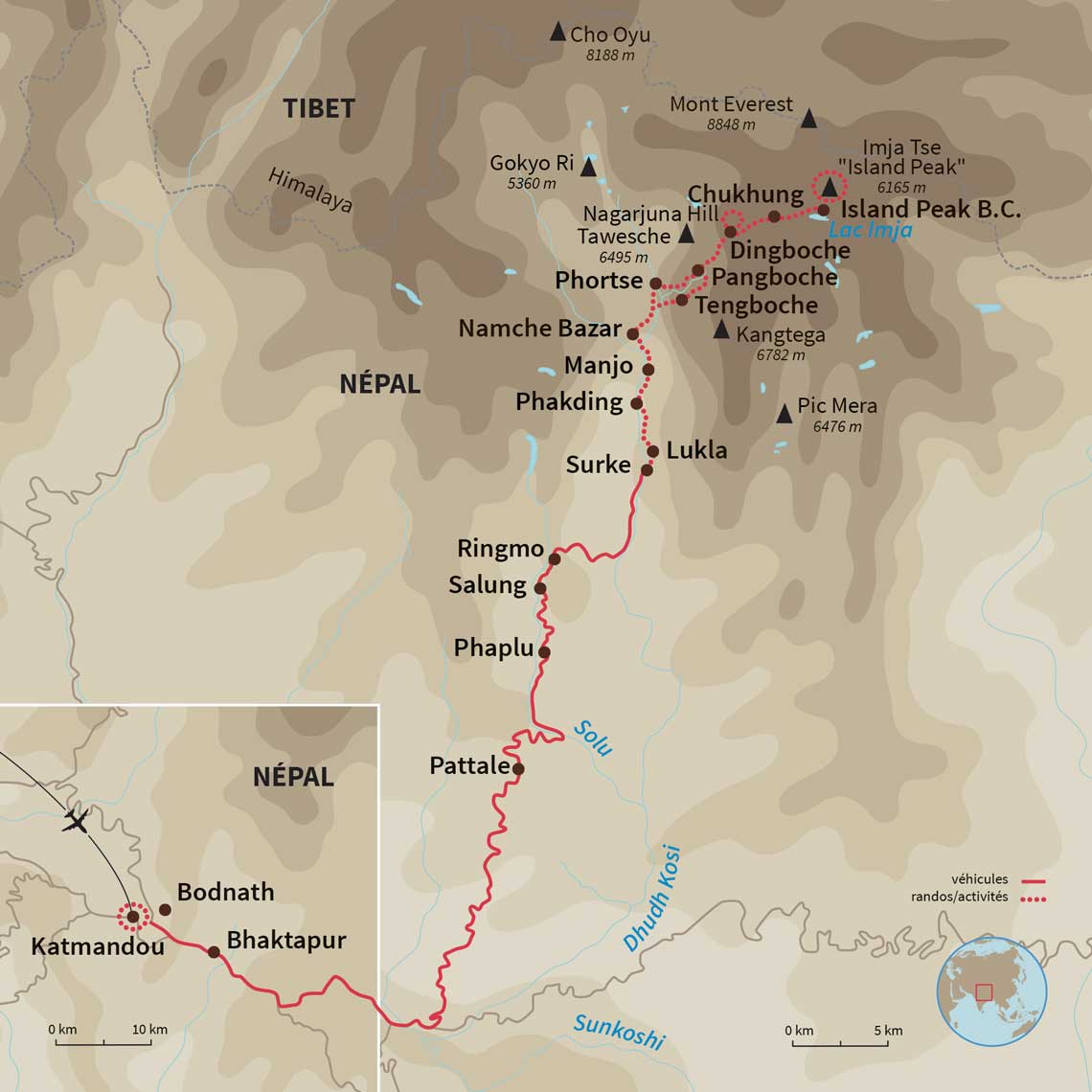 Carte Népal : L'Island Peak : ascension en Pays Sherpa