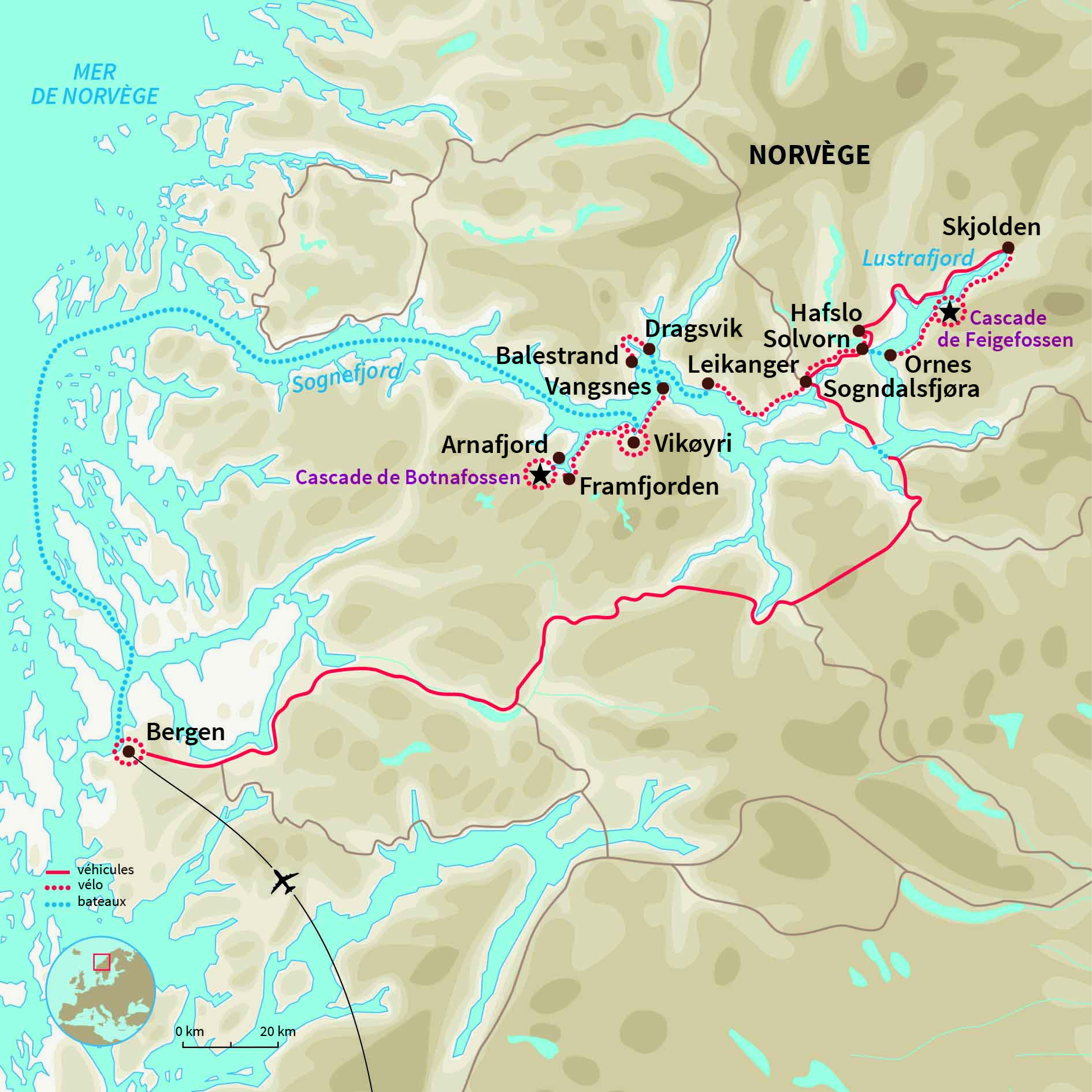 Carte Norvège : À vélo au pays des fjords