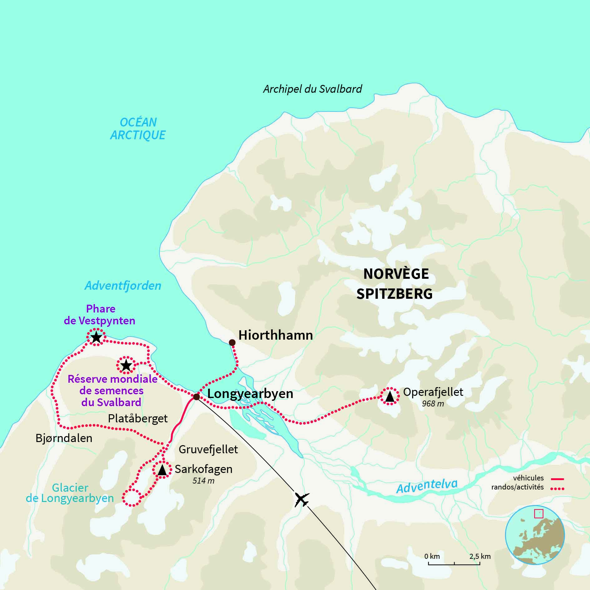 Carte Norvège : Exploration du Spitzberg en raquettes 