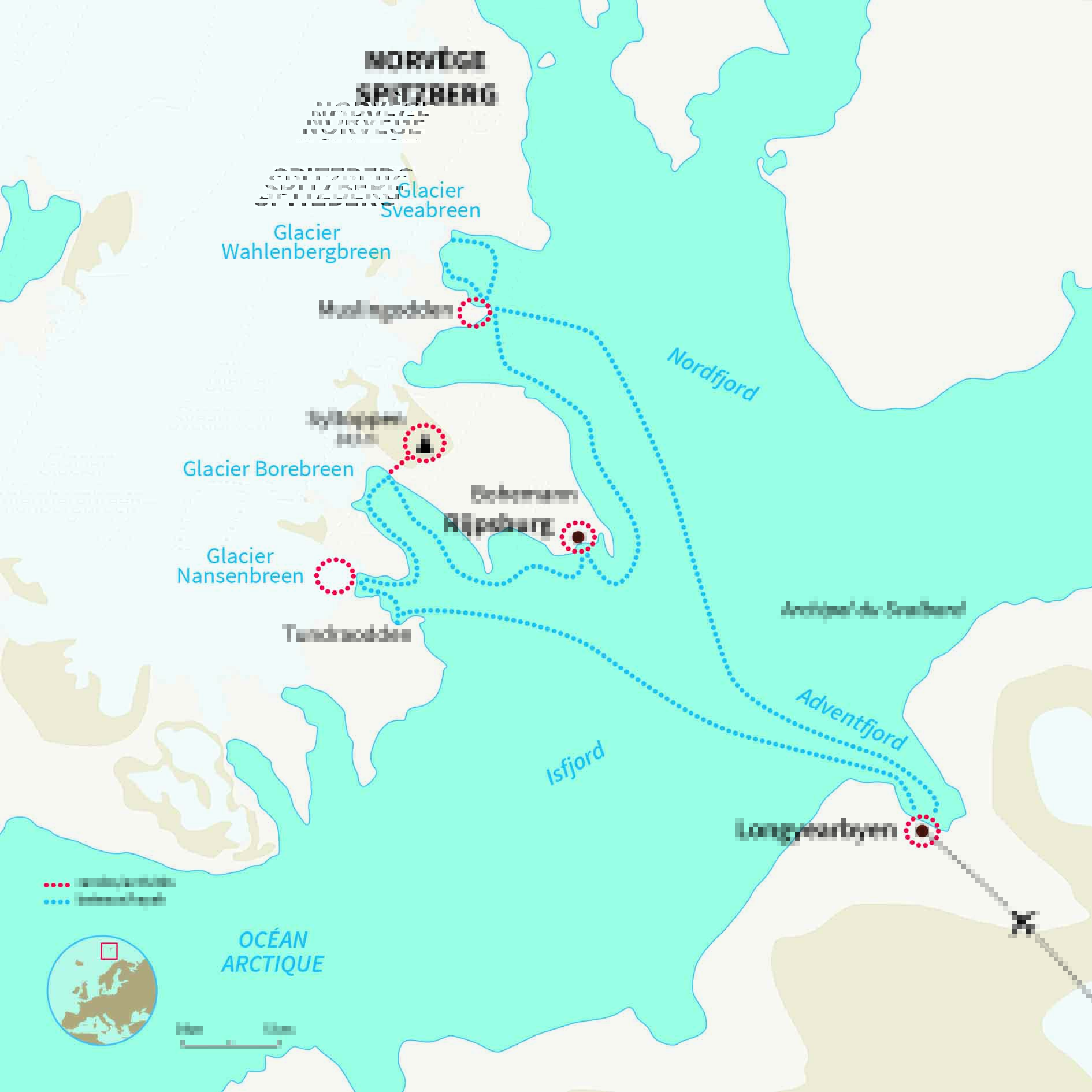 Carte Norvège : Au coeur des terres polaires du Svalbard
