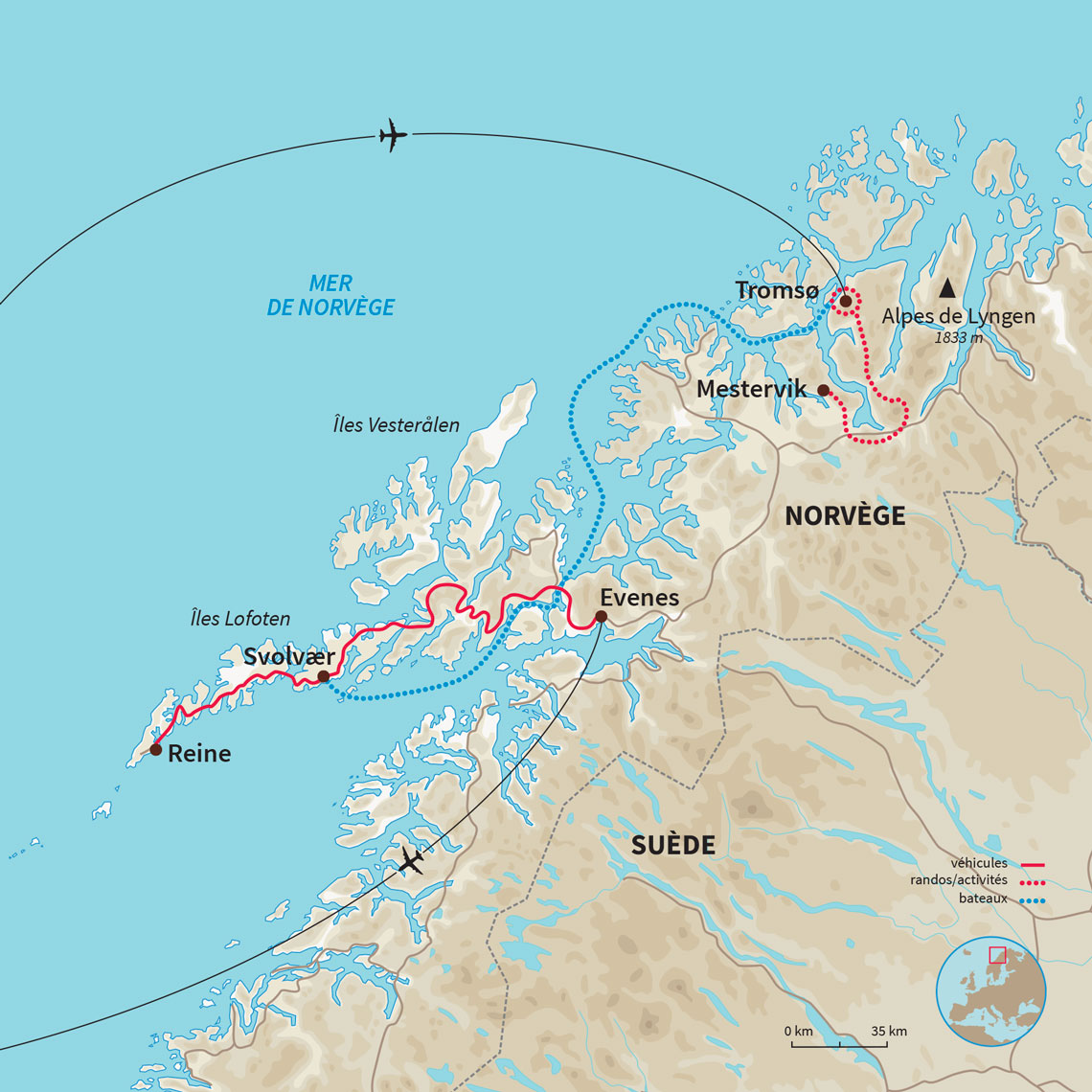 Carte Norvège : L'aventure boréale : la chasse aux lumières 