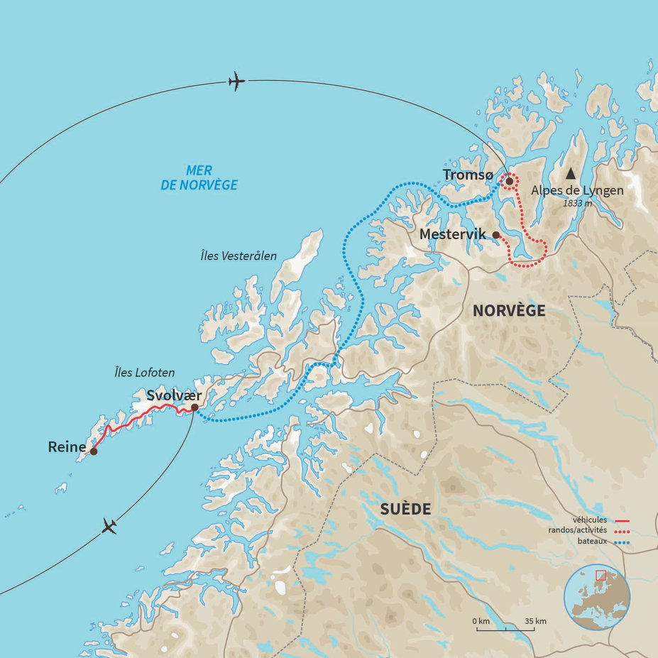 Carte Norvège : L'aventure boréale : la chasse aux lumières 