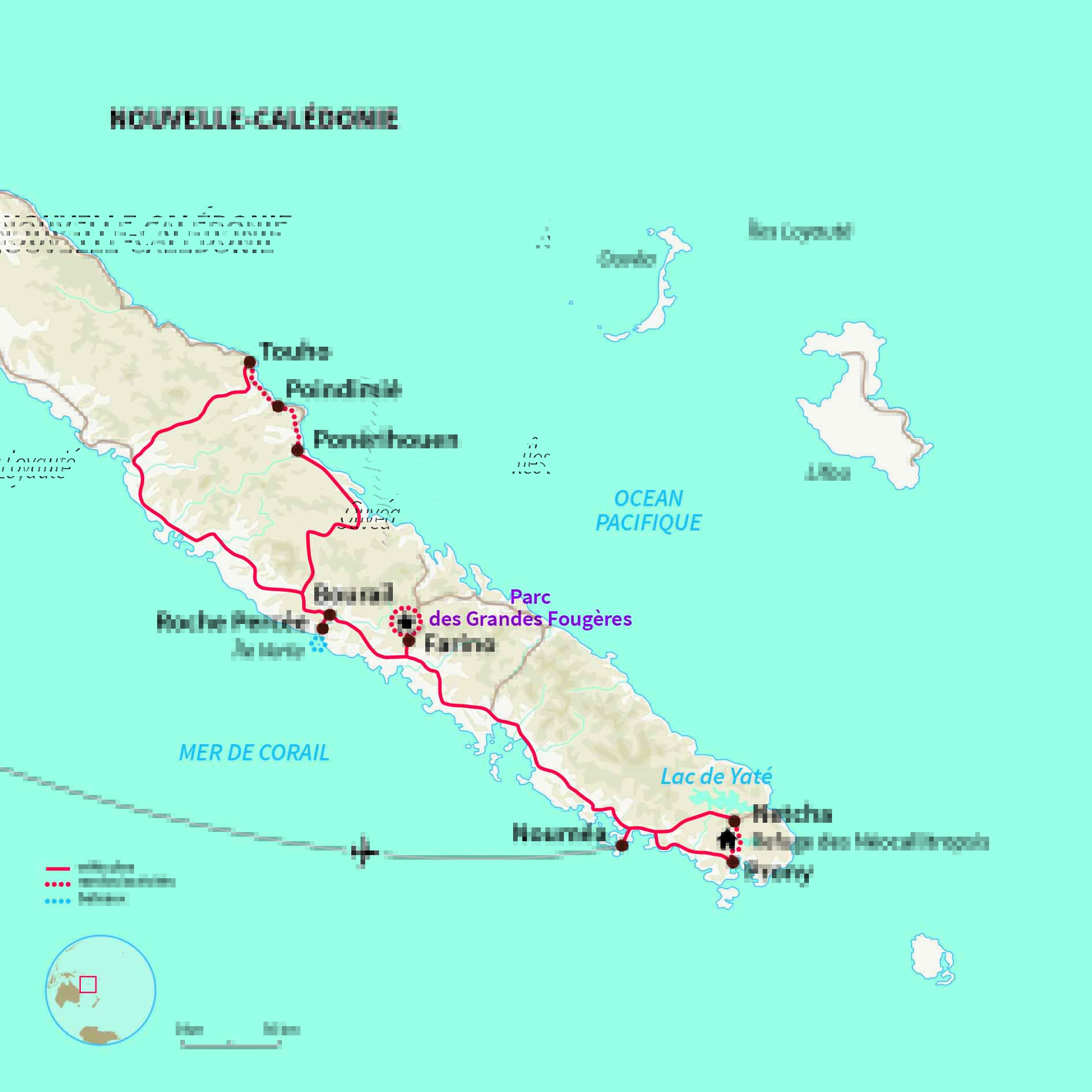 Carte Nouvelle-calédonie : Randos en Nouvelle Calédo' 