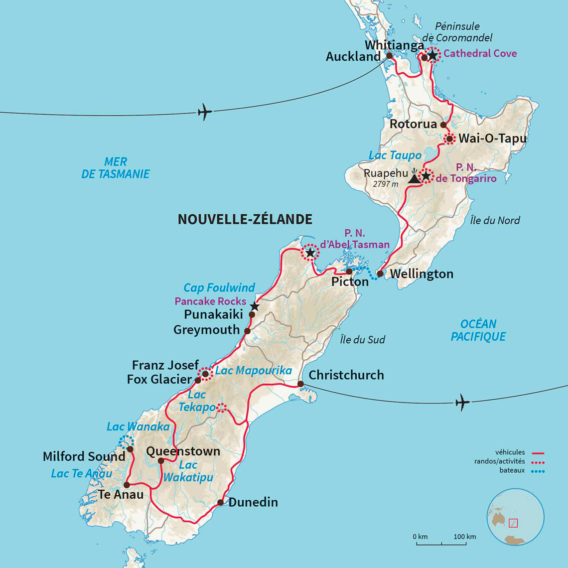 Carte Nouvelle-zélande : Ma famille en camping car chez les kiwis