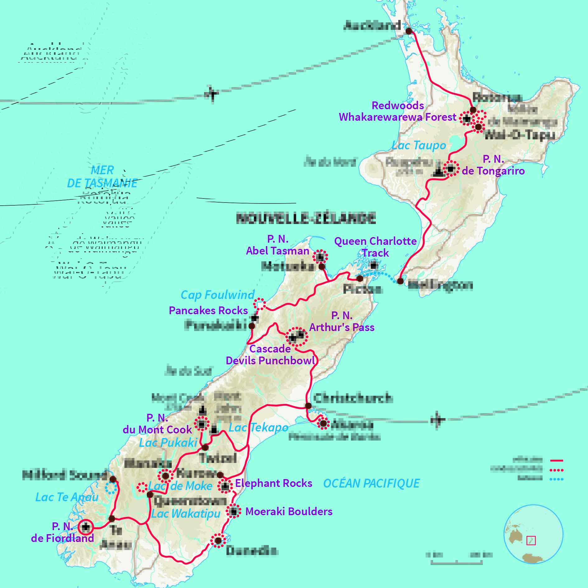Carte Nouvelle-zélande : Kopikopiko ! La Balade du long nuage blanc