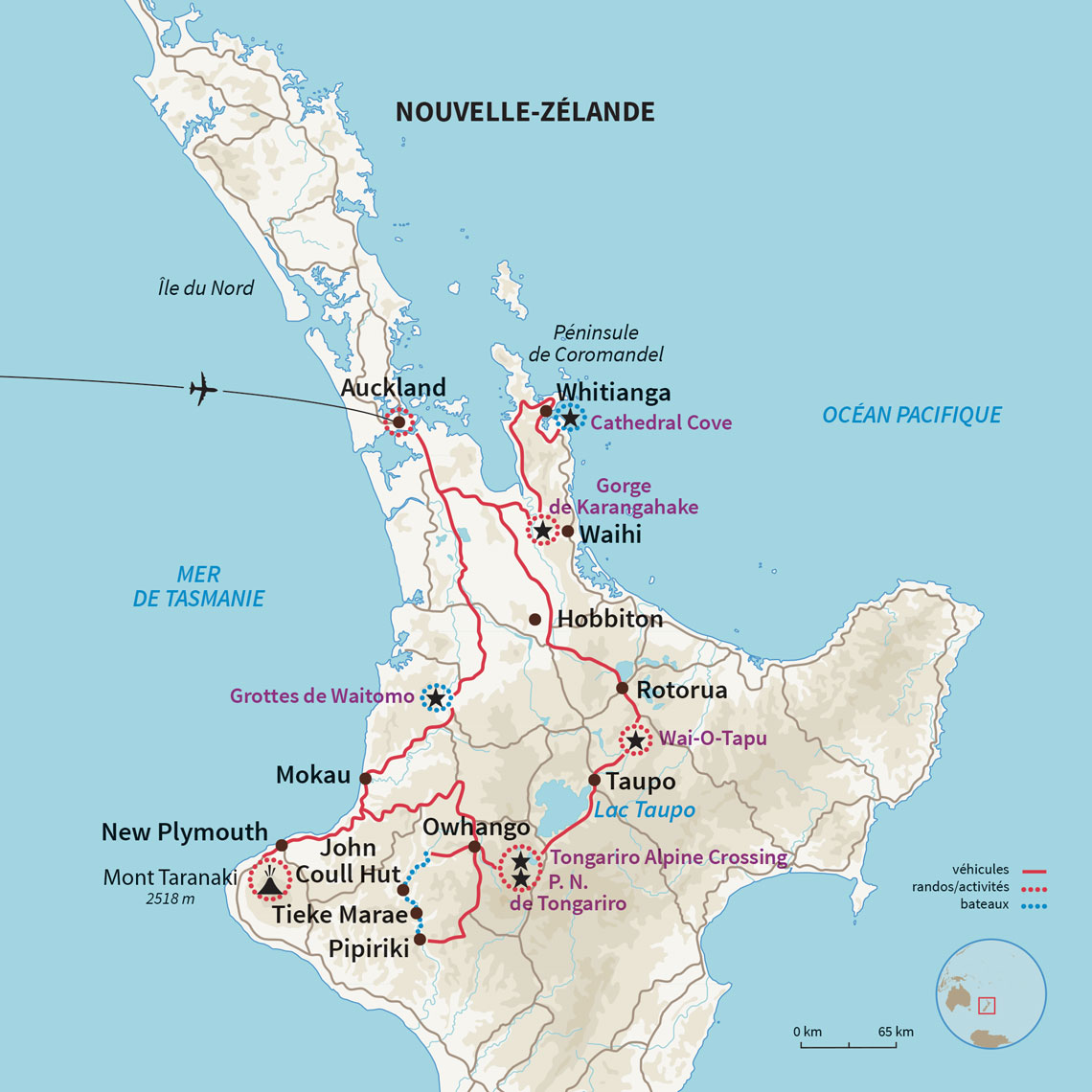 Carte Nouvelle-Zélande : Volcans, kayak and co en Nouvelle Zélande!