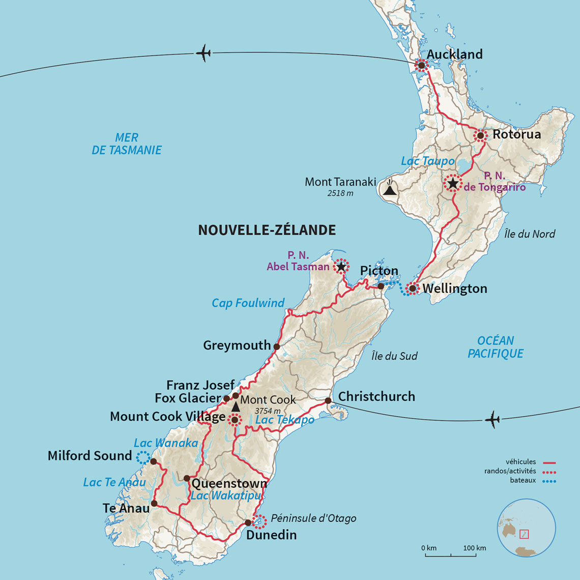 Carte Nouvelle-Zélande : Le grand roadtrip Kiwi 