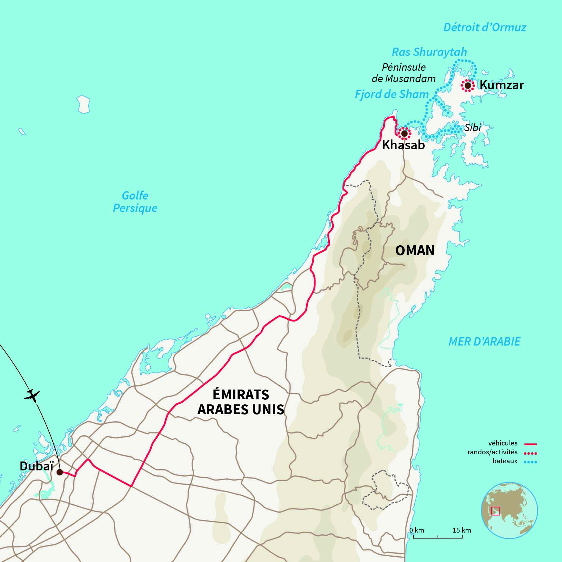 Carte Oman : Comme un boutre en train dans les fjords d'Arabie!
