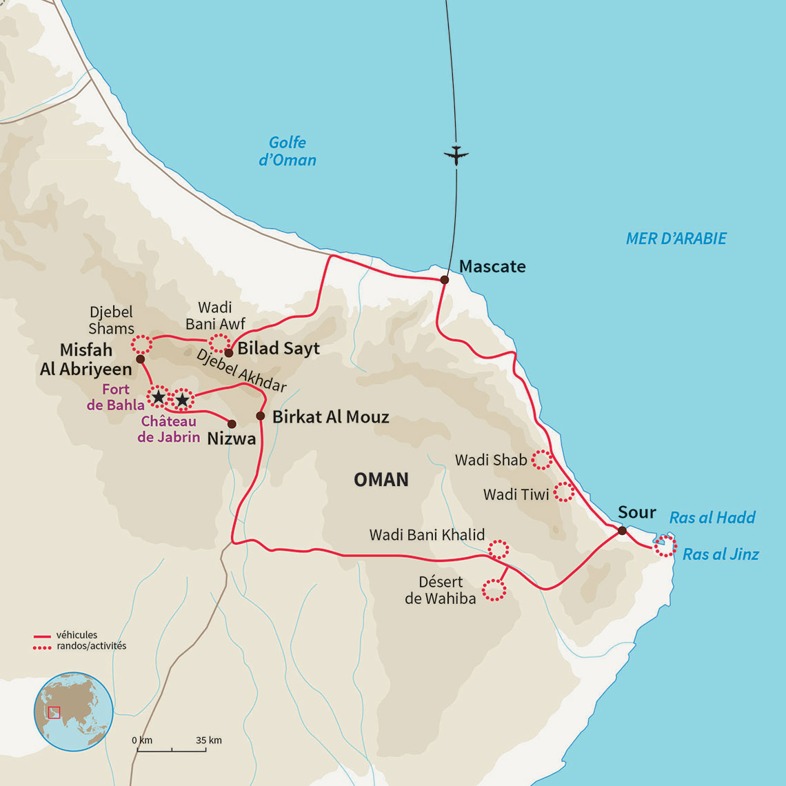 Carte Oman : Les incontournables d'Oman 