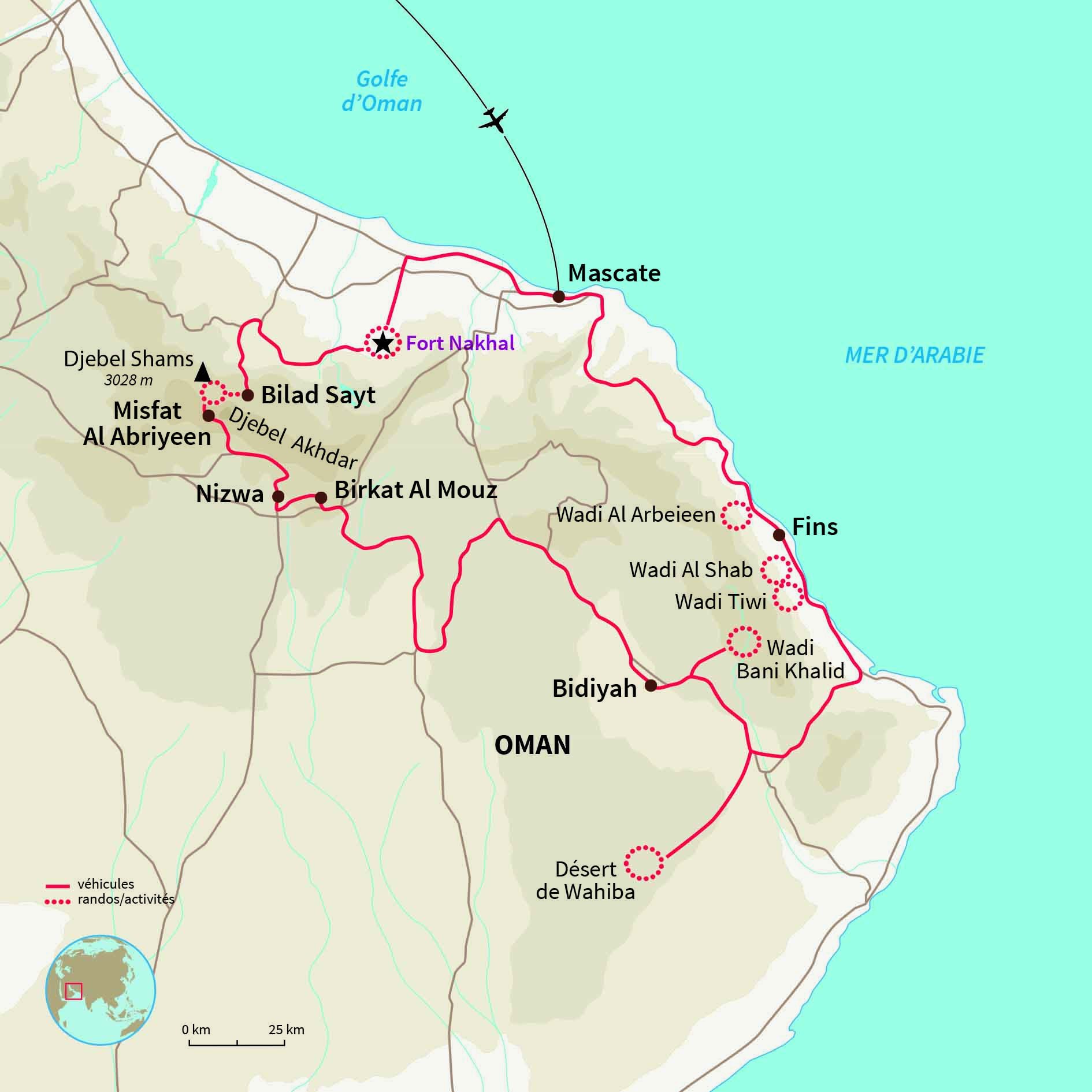 Carte Oman : Petit paradis des wadis
