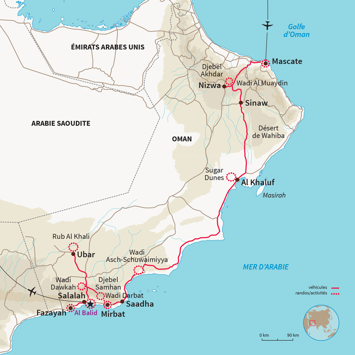 Carte Oman : De Mascate à Salalah sur la route de l'encens