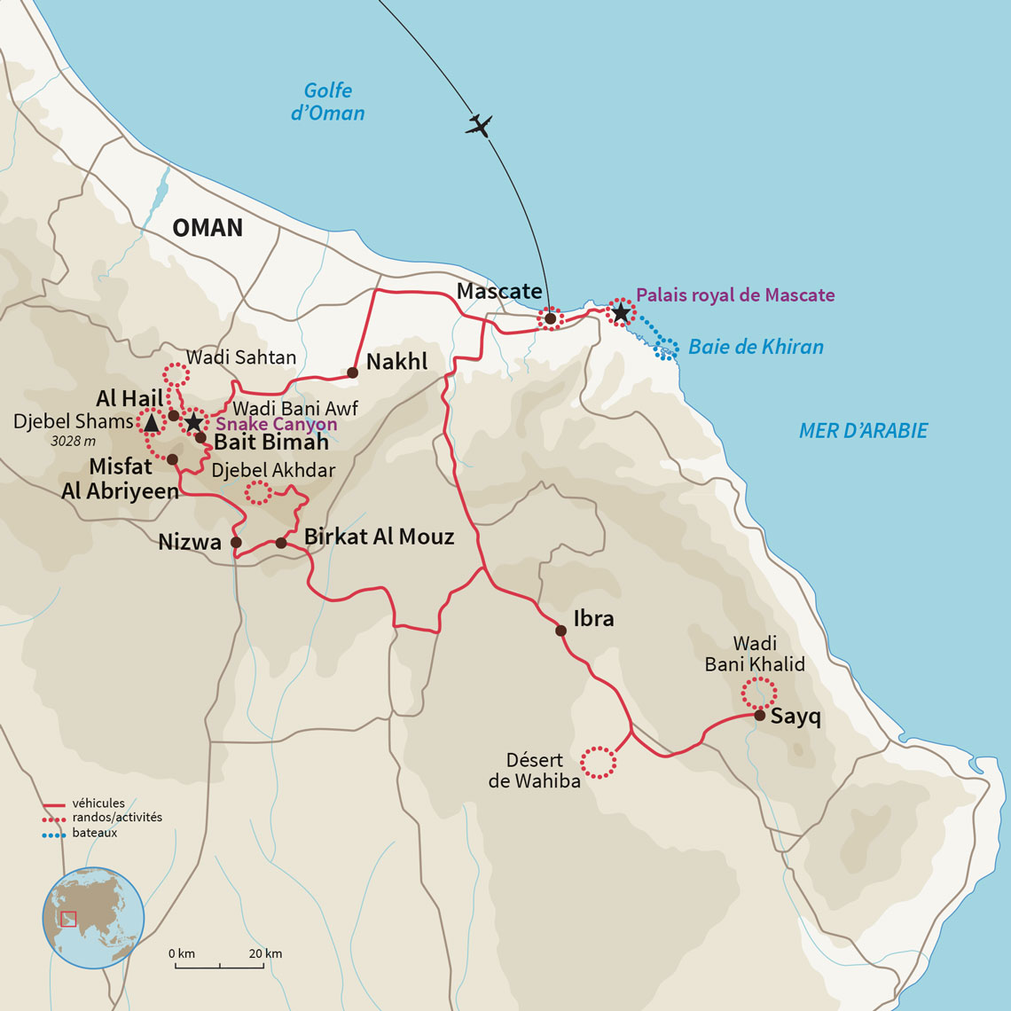 Carte Oman : Oman Aventure, l’appel des reliefs