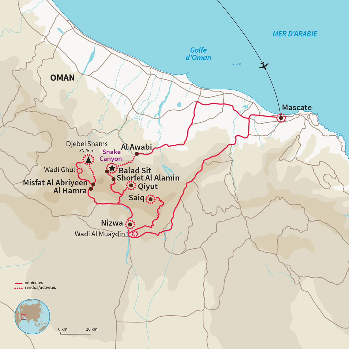 Carte Oman : Sur les hauteurs du Sultanat