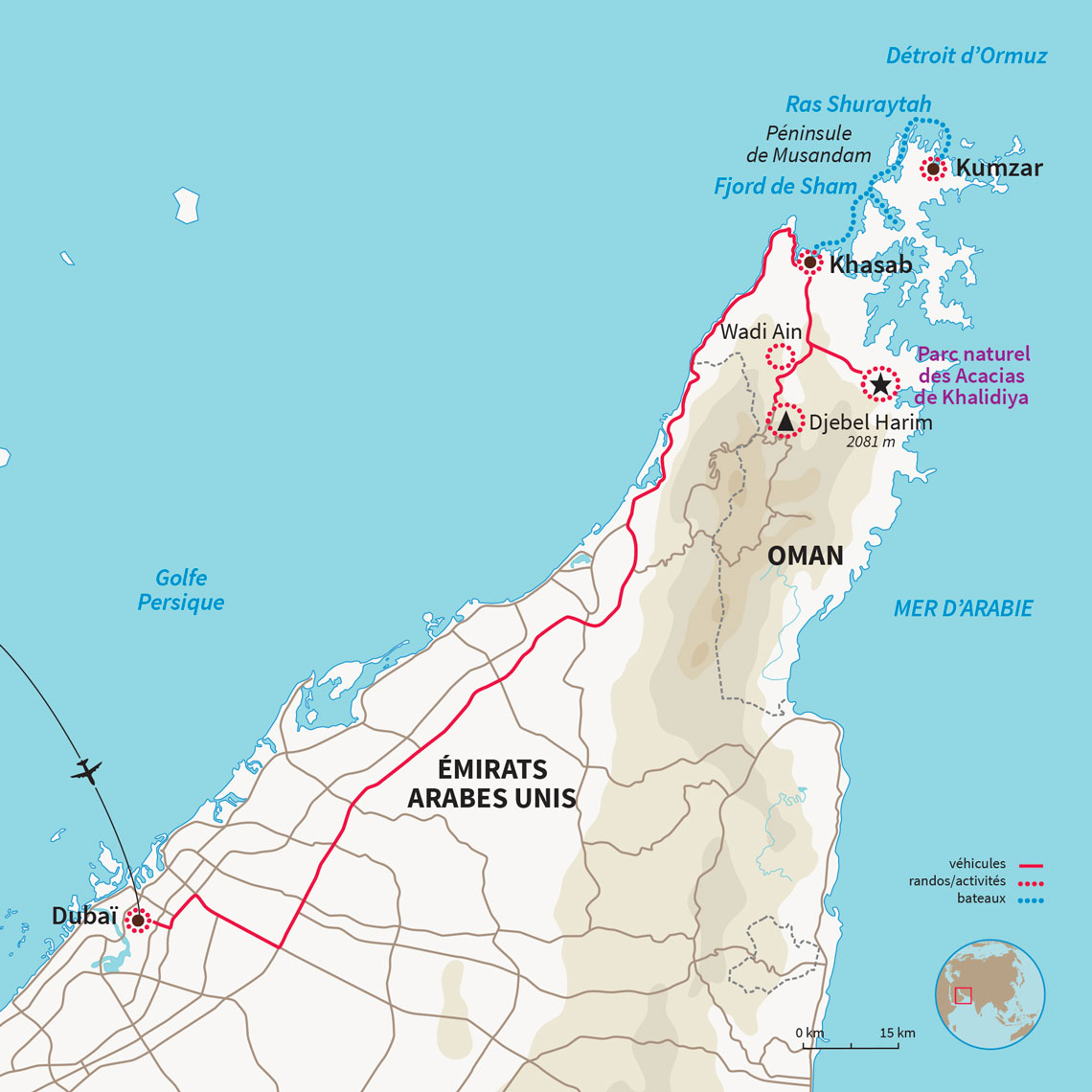 Carte Oman : Des fjords d'Oman aux gratte-ciels de Dubaï 