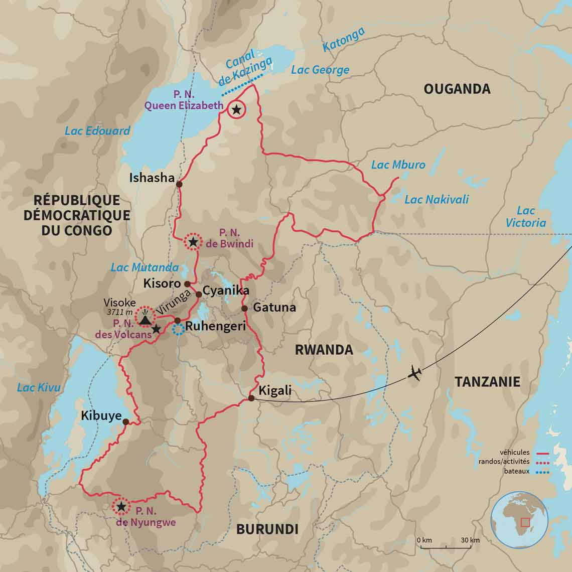 Carte Rwanda : Road trip sur la piste des gorilles