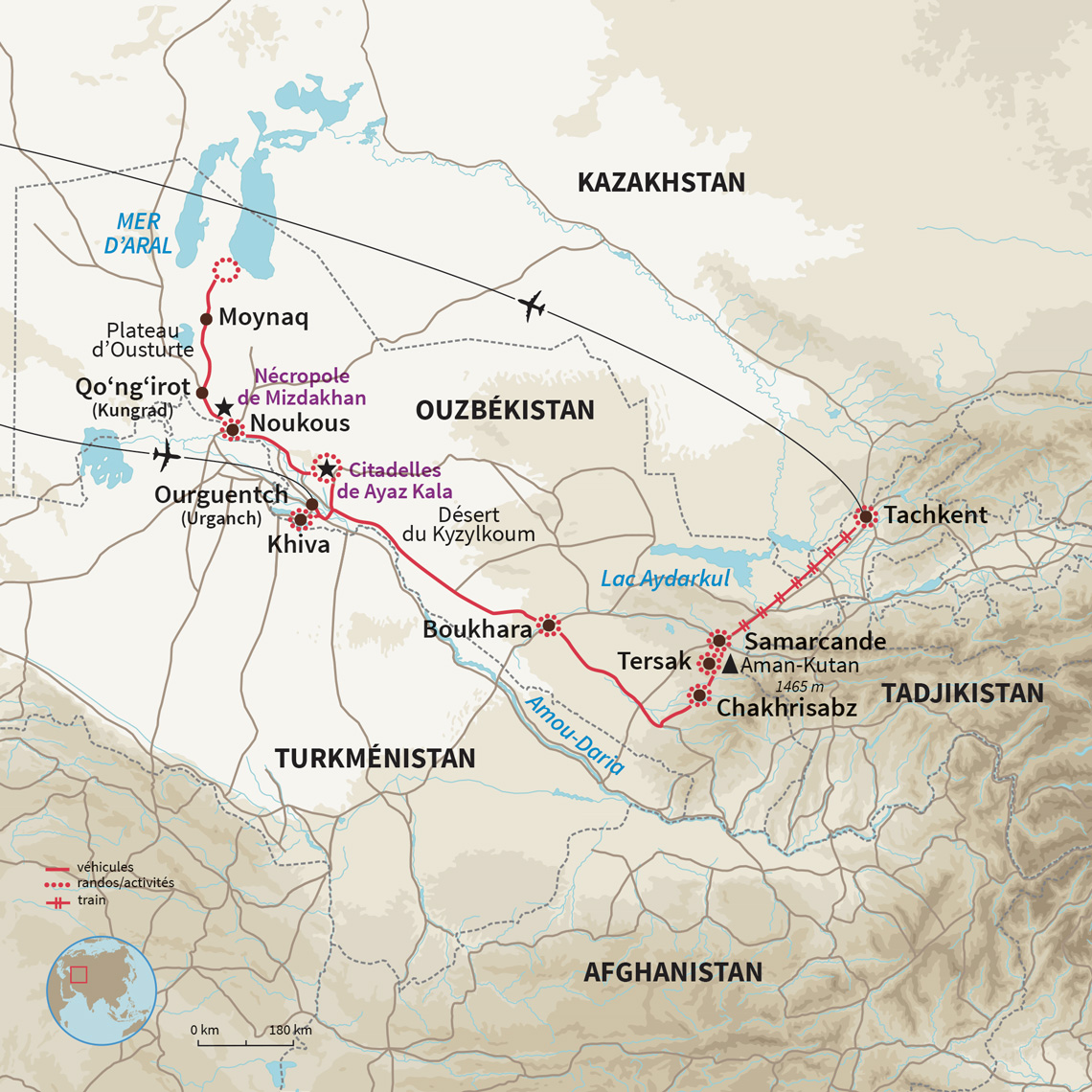 Carte Ouzbékistan : Désert, palais et rencontres : l'Ouz' complet