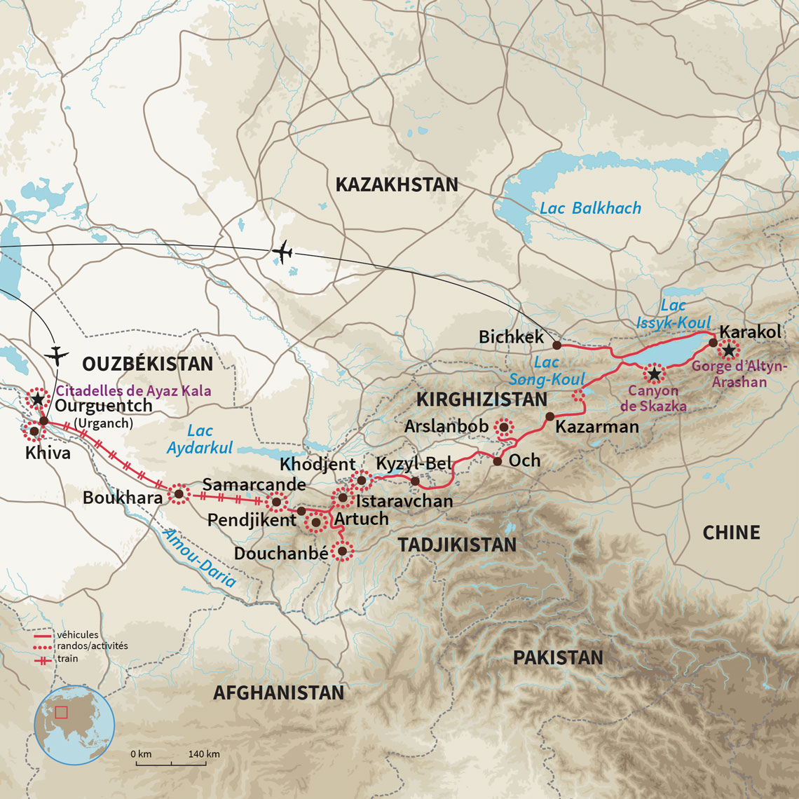 Carte Ouzbékistan : La Grande Traverstan