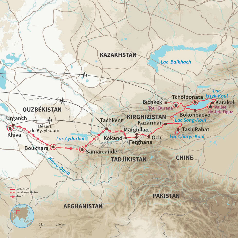 Carte Ouzbékistan : Majestueuses coupoles & prairies nomades