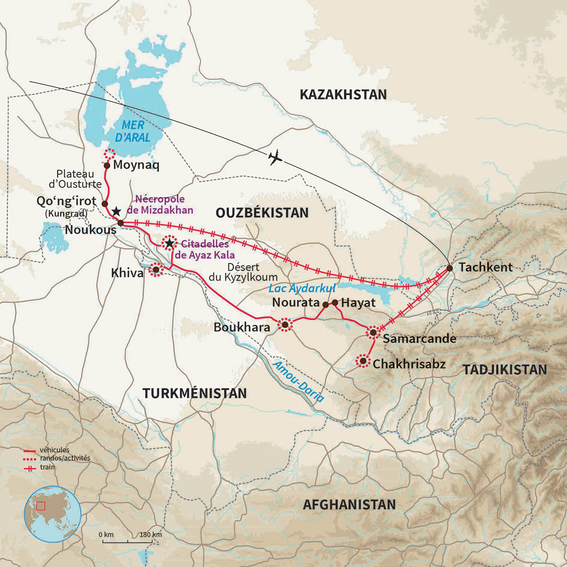Carte Ouzbékistan : Désert, palais et rencontres : l'Ouz' complet