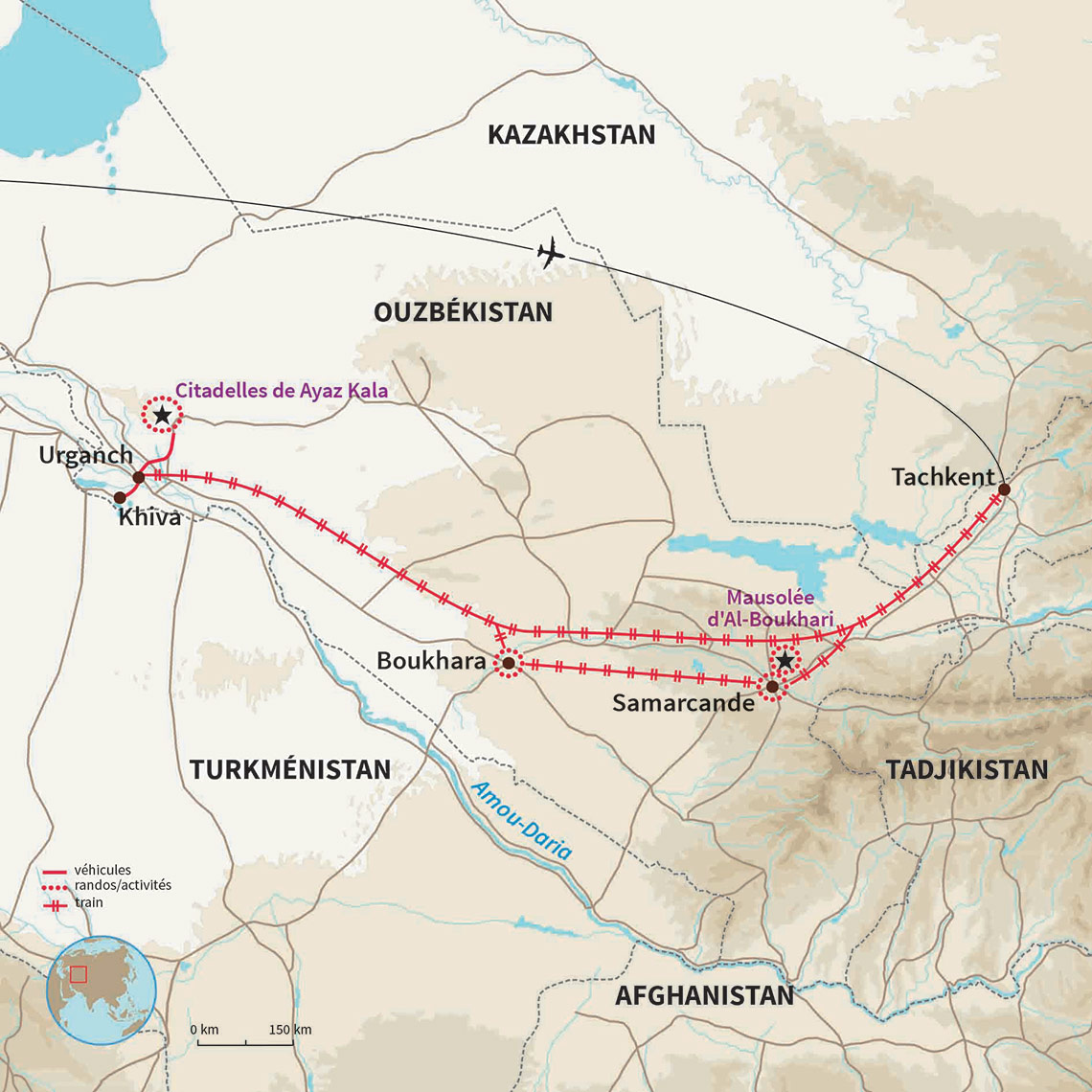 Carte Ouzbékistan : Sur les traces de Marco Polo…en train !