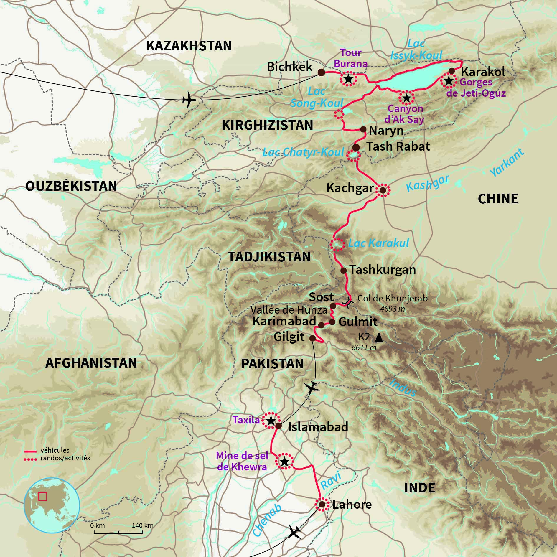 Carte Kirghizistan : Sur les routes célestes 