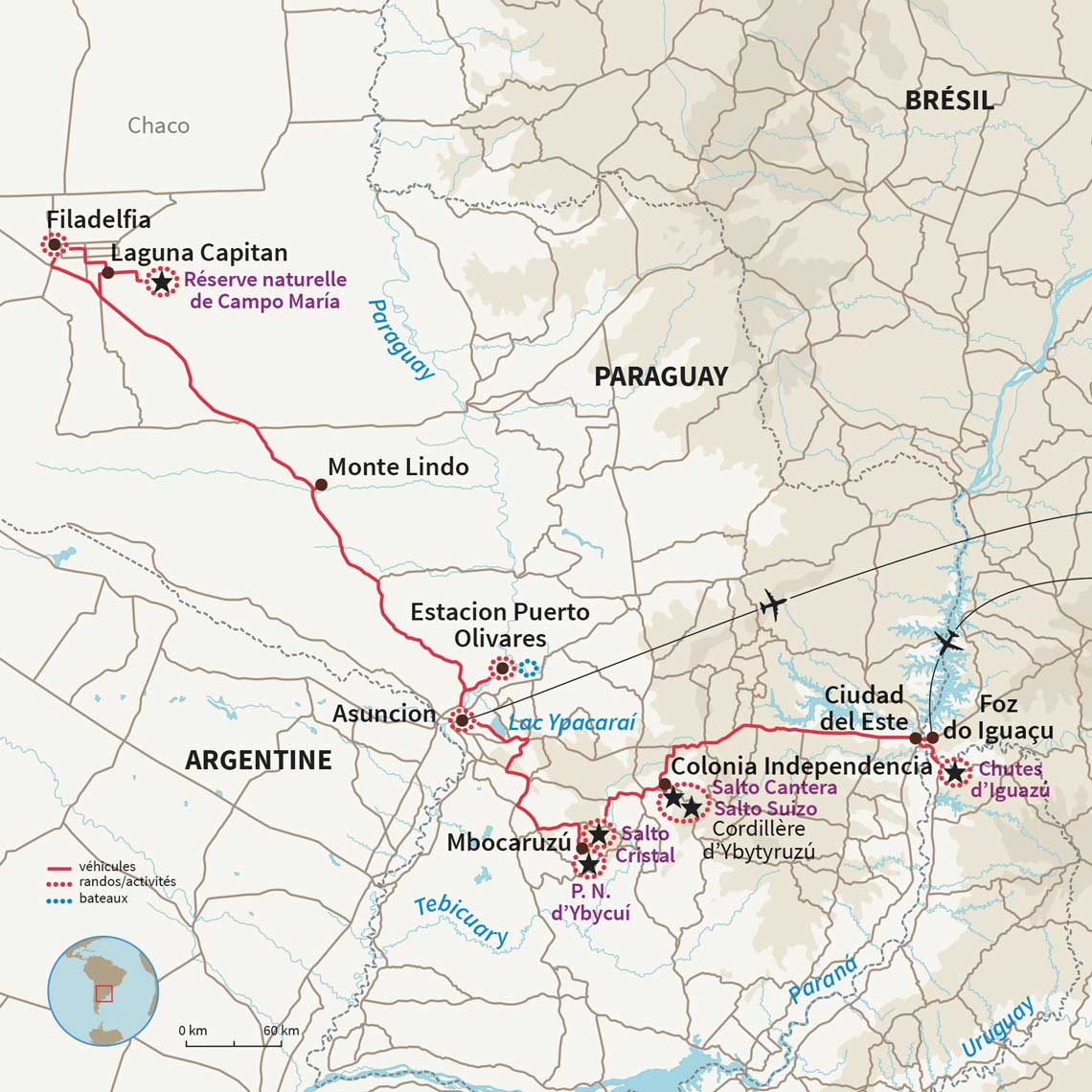 Carte Paraguay : Paraguay sauvage: l'échappée vraie