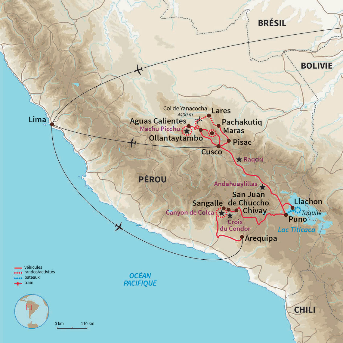 Carte Pérou : Au pays des Incas, version rando !