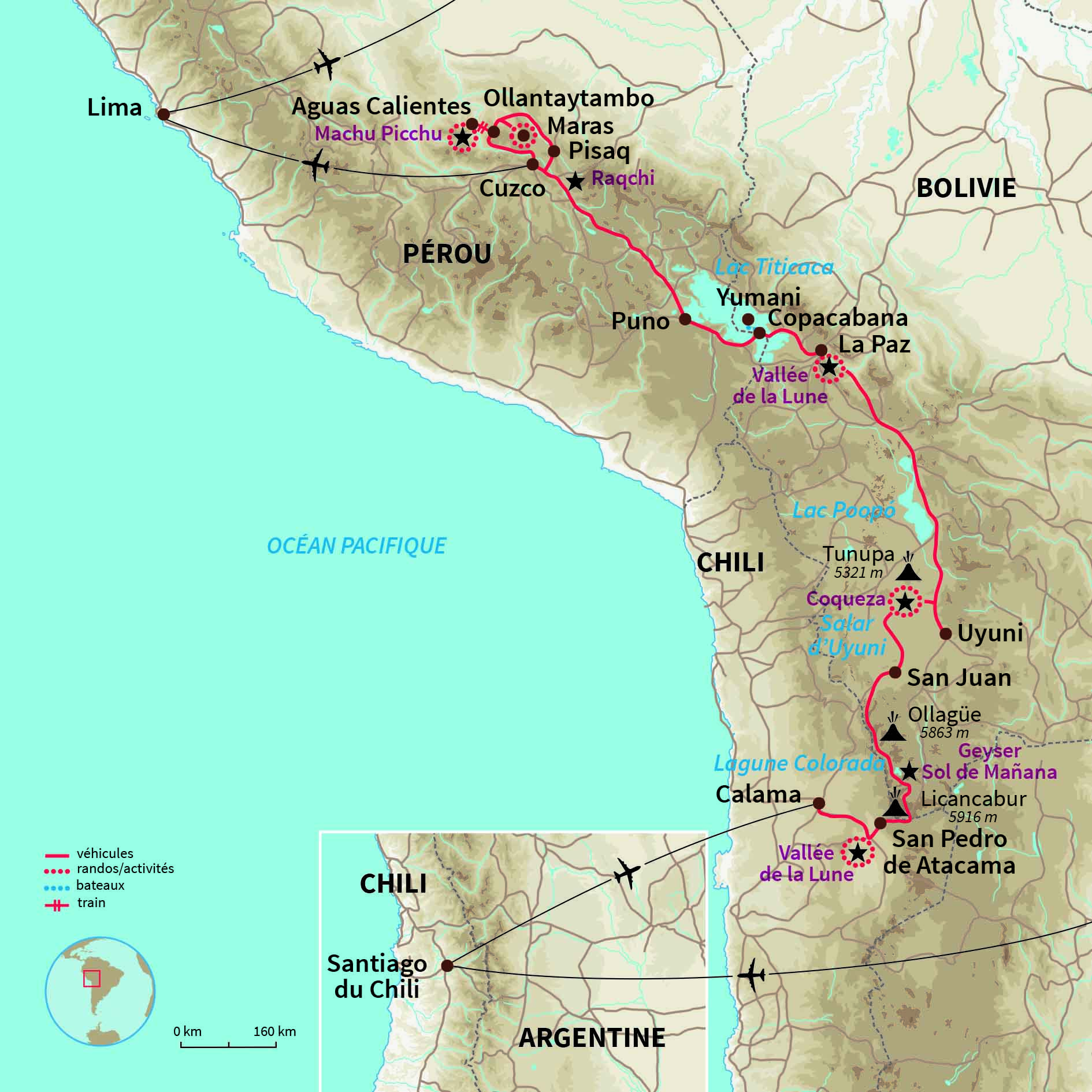 Carte Pérou : L'odyssée : Atacama, Uyuni & Machu Picchu