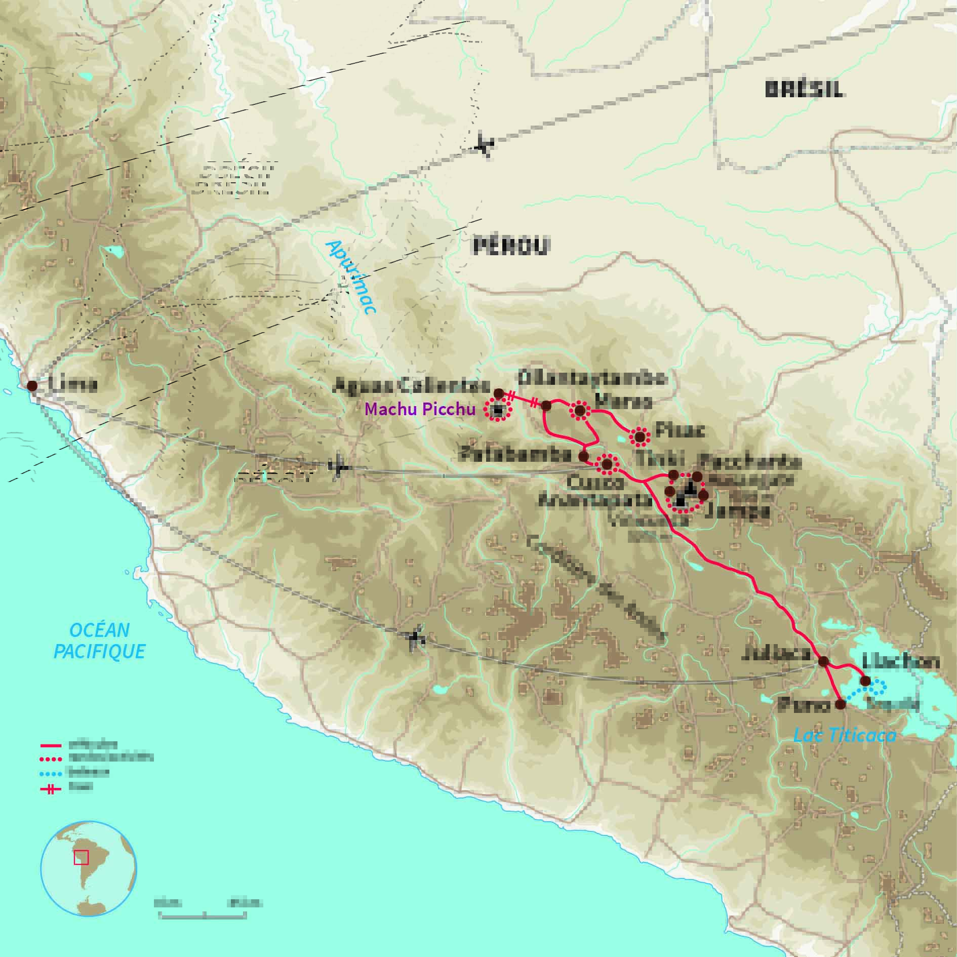 Carte Pérou : Trek arc-en-ciel & Titicaca