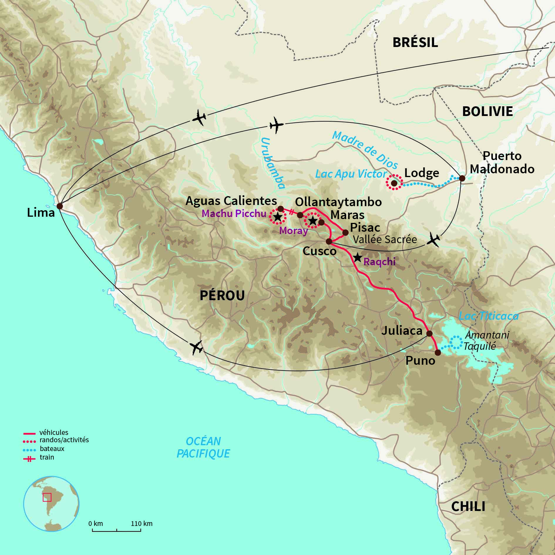 Carte Pérou : Sur la trace des lamas