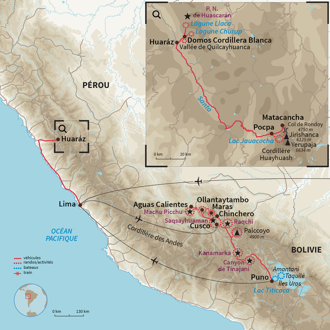 Carte Pérou : Mini-Huayhuash et incontournables du Pérou