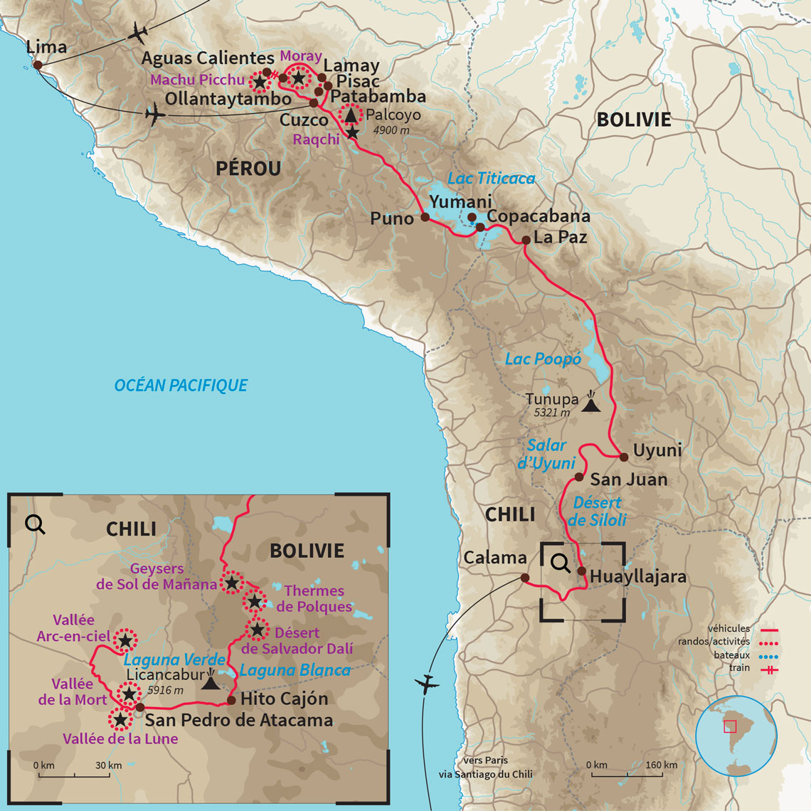 Carte Pérou : Trésors andins : Pérou, Bolivie & Atacama
