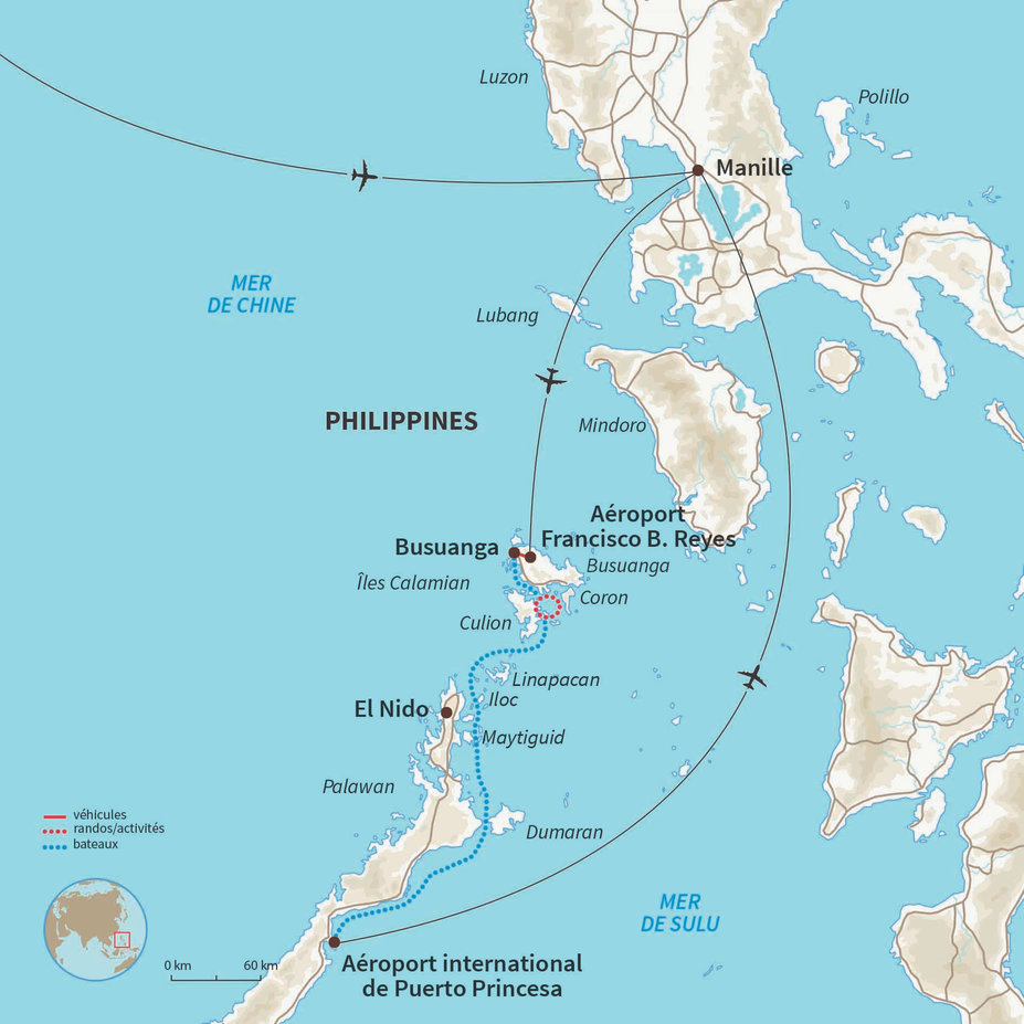 Carte Philippines : Seul au monde, dans l’archipel de Palawan  