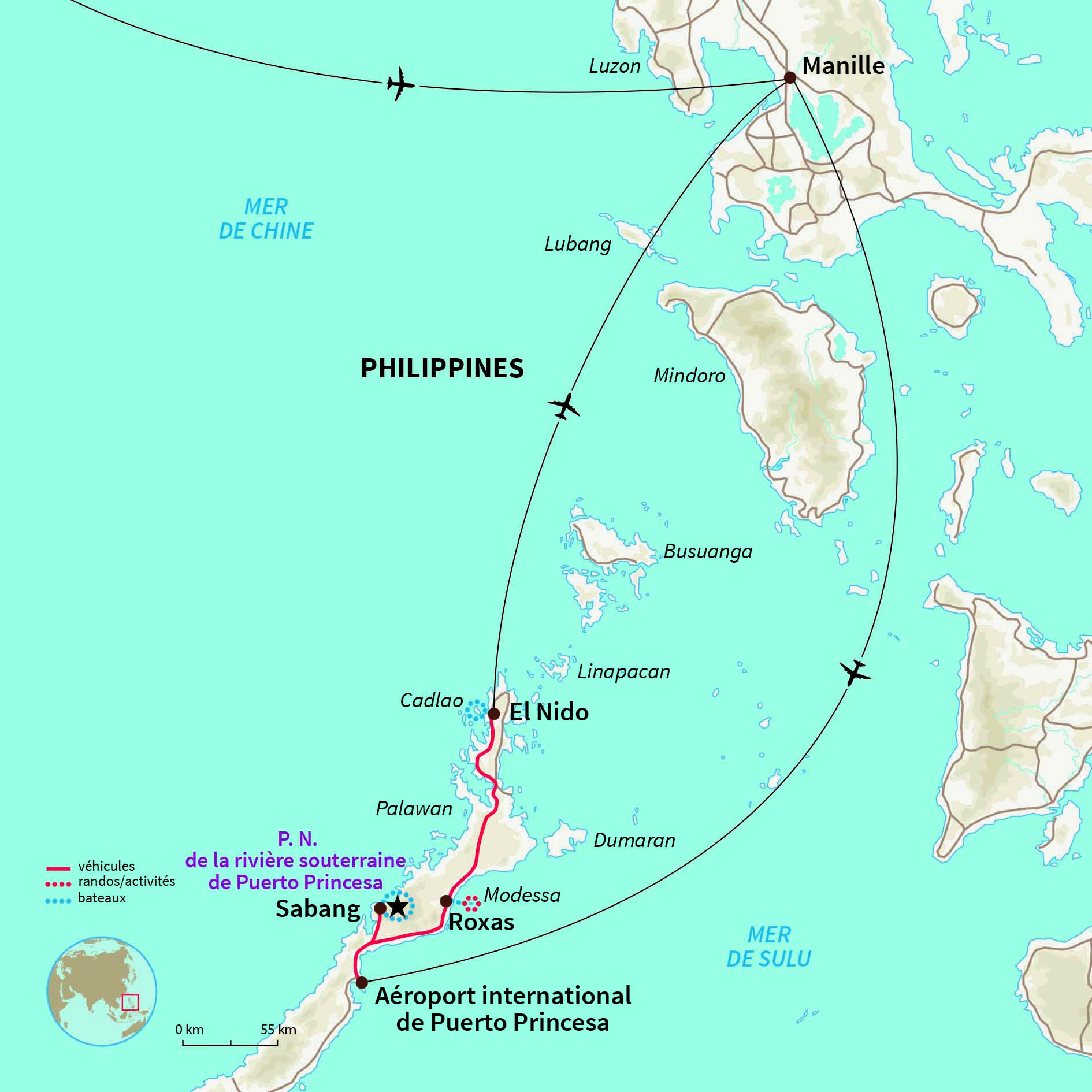Carte Philippines : Robinsonnade sur l'île de Palawan !