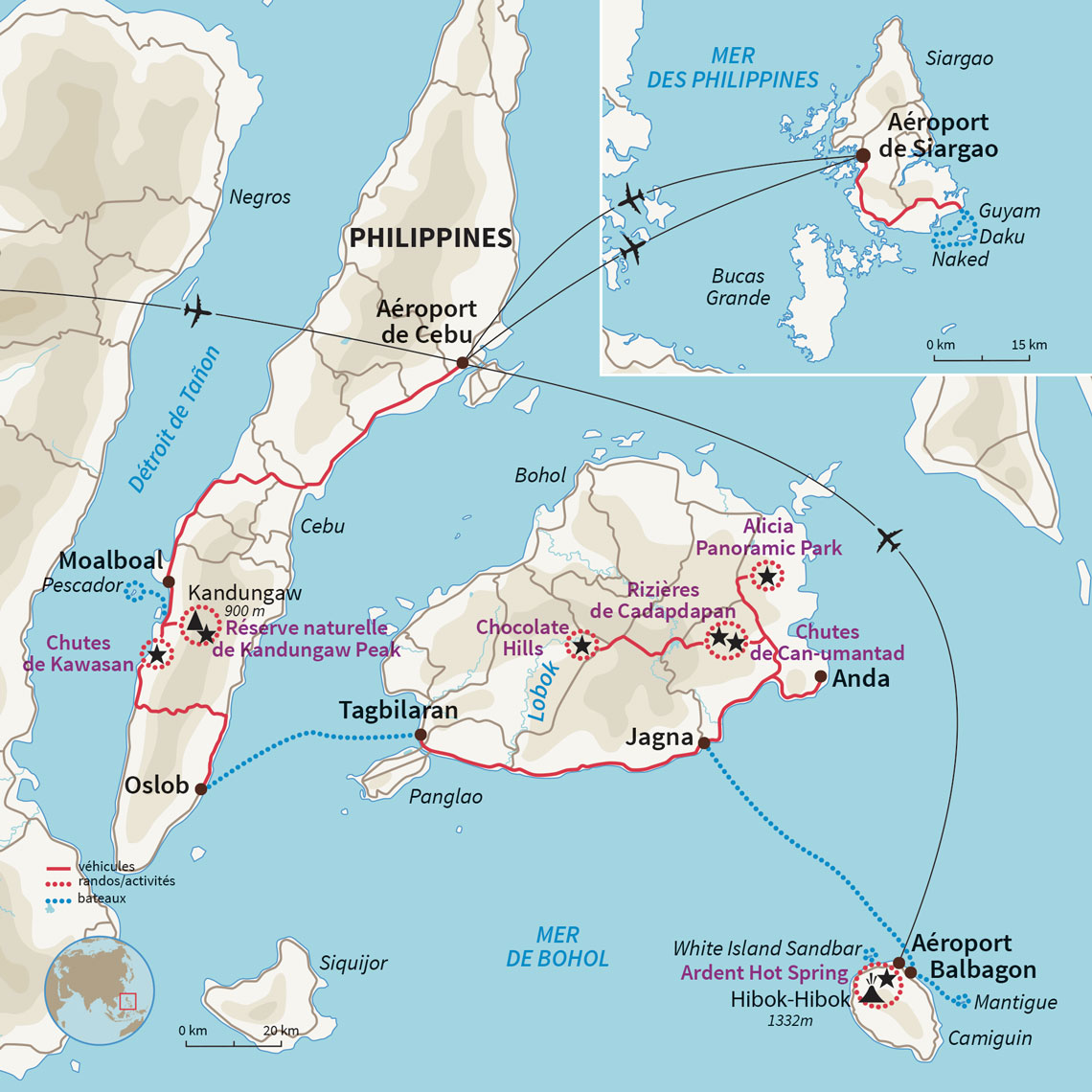 Carte Philippines : Phil'good des Visayas à Siargao