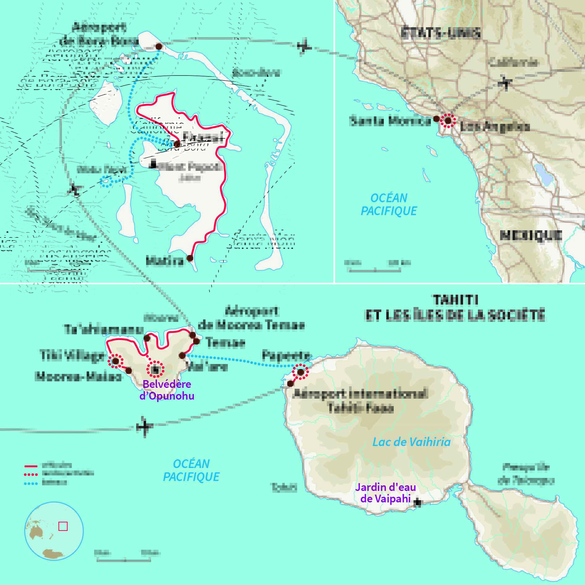 Carte Polynésie : De la Polynésie française à la Californie