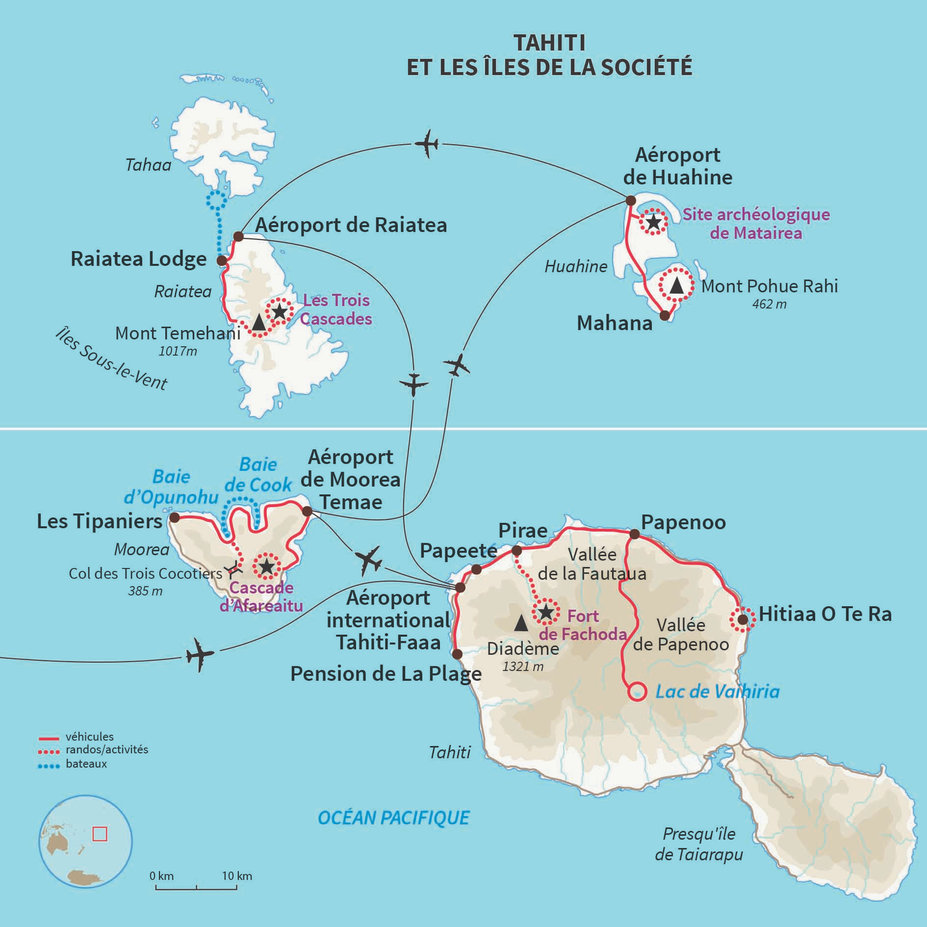 Carte Polynésie française : Randonnées et lagons de Polynésie