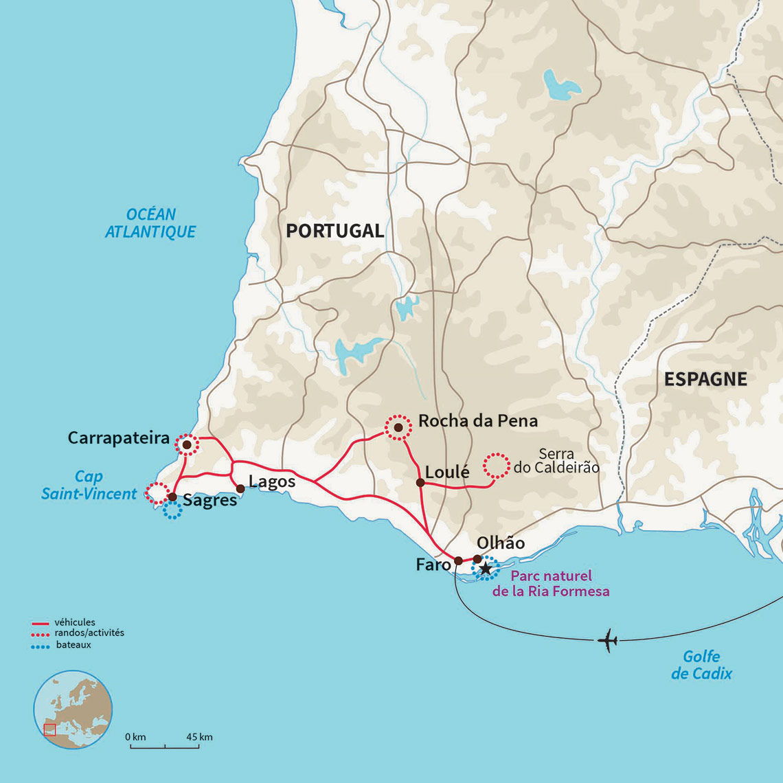 Carte Portugal : L'Algarve du bout du monde