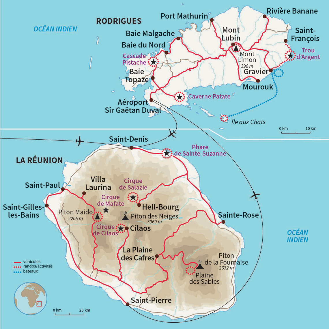 Carte Réunion : Deux pépites dans l'océan Indien...