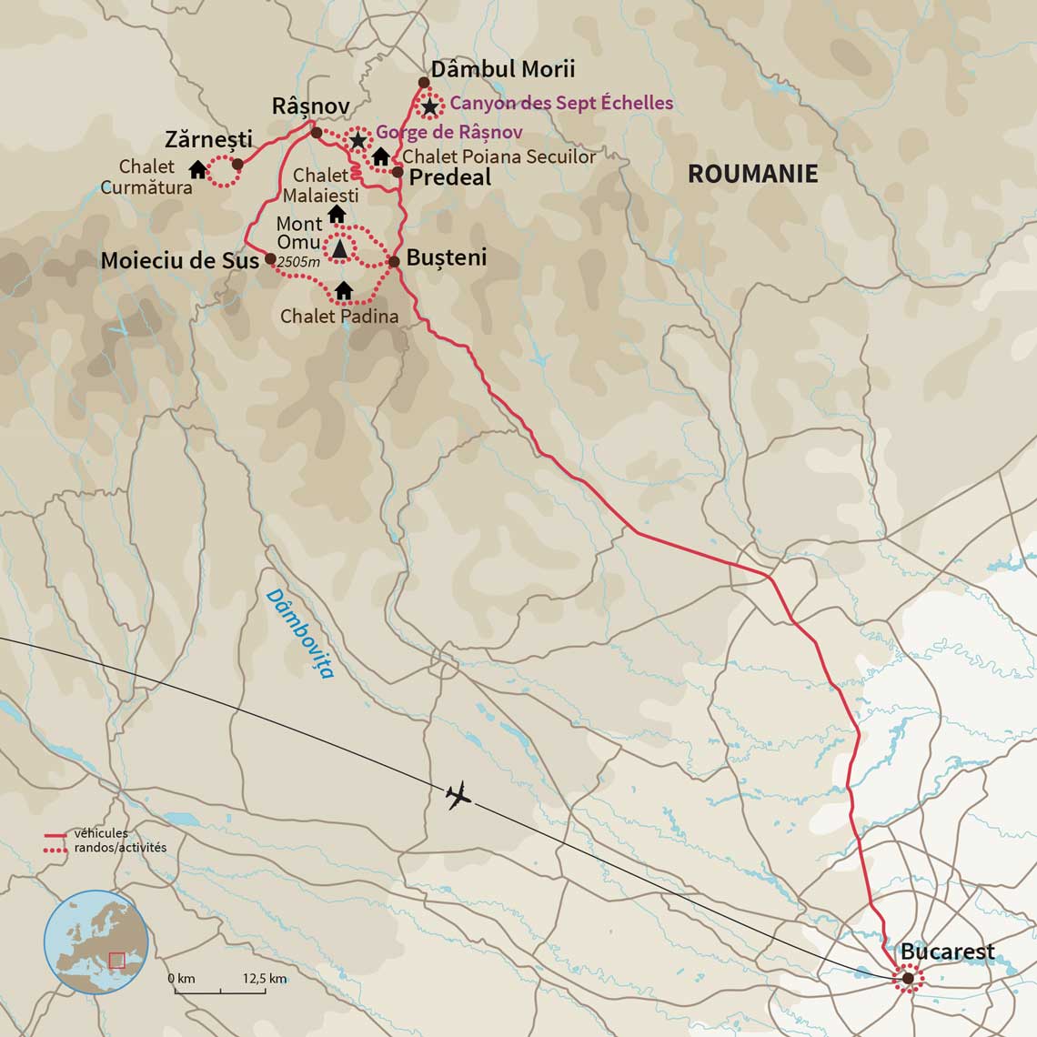Carte Roumanie : Randonnées en Carpates méridionales