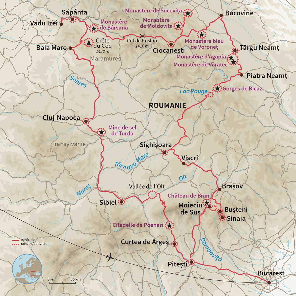Carte Roumanie : Le grand tour de Roumanie