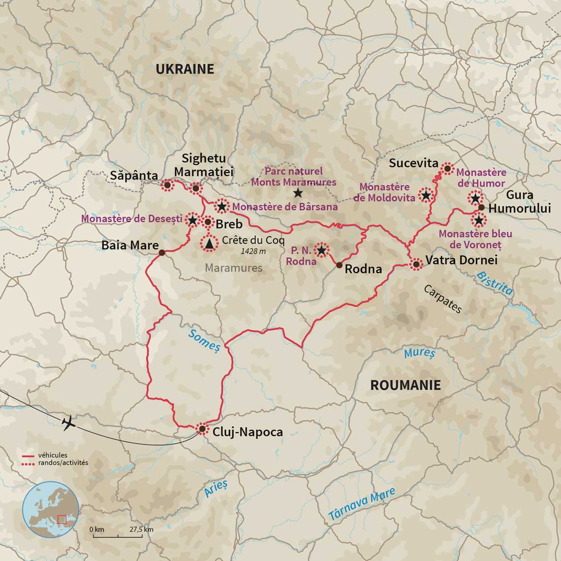 Carte Roumanie : Carpates du Nord : entre nature & traditions