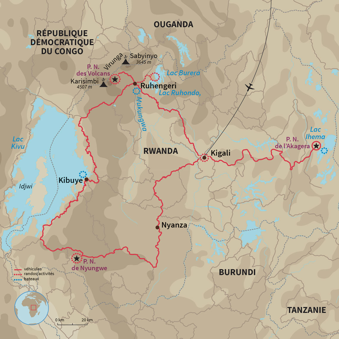 Carte Rwanda : Mille bornes au pays des mille collines